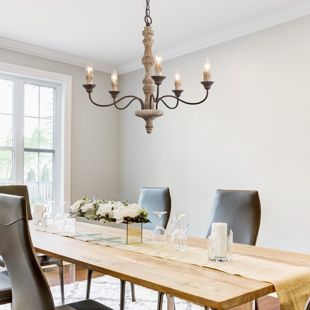 Fljotuvyi Eleganter Vintage-Kronleuchter aus Holz-Letslighting