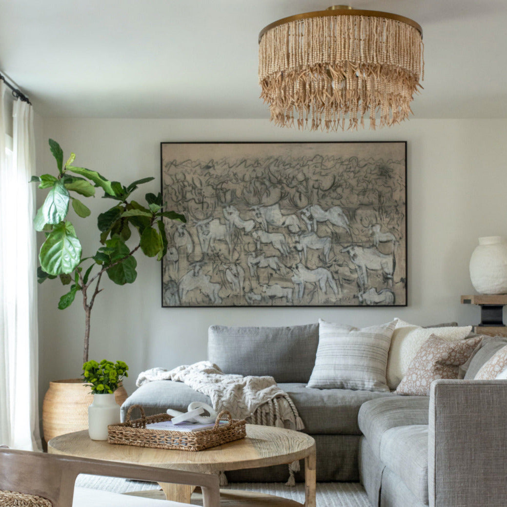 Odette Kronleuchter aus Holz und Kokosnussperlen-Letslighting