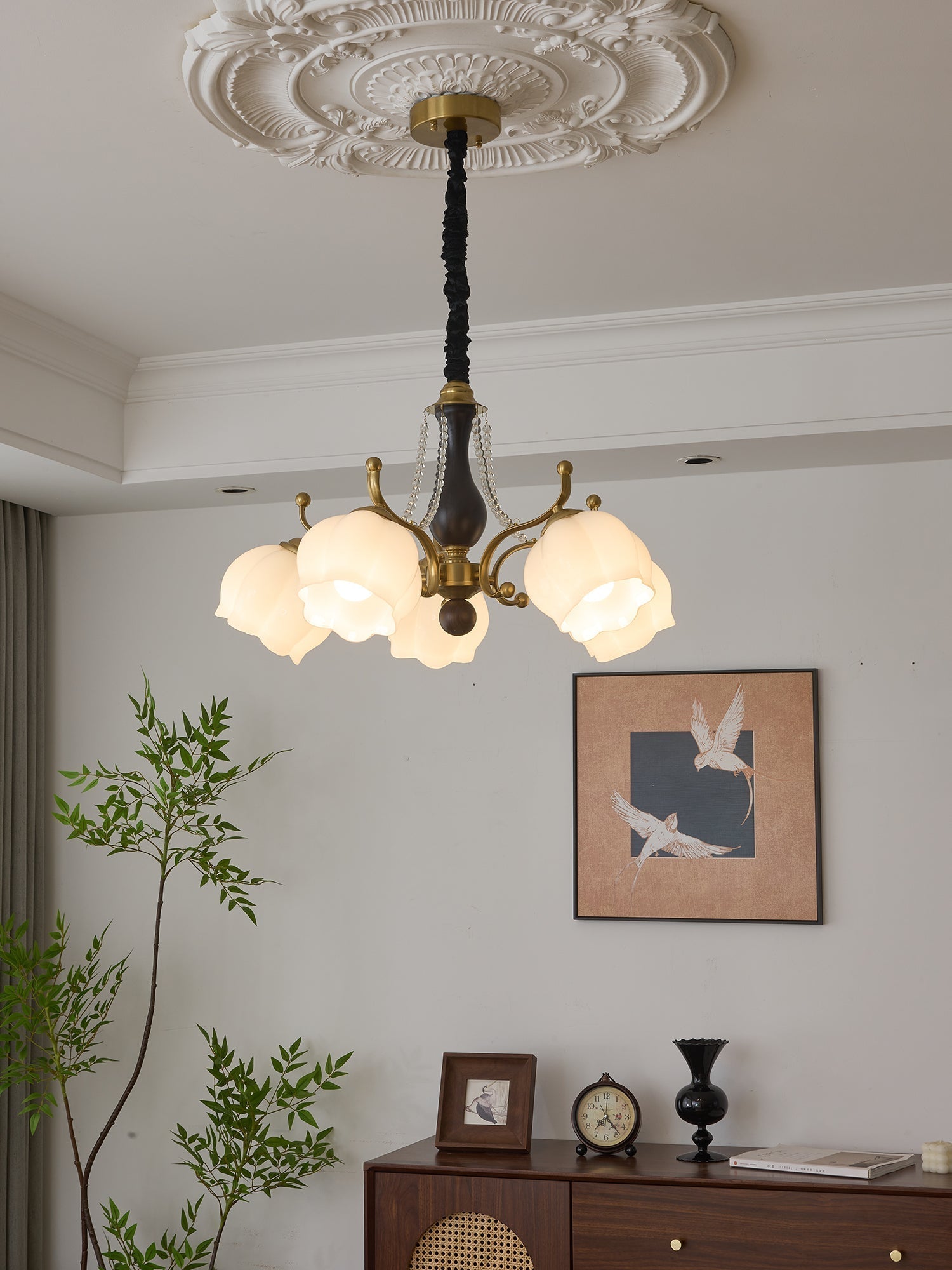 Lustra Kronleuchter Holz Glas Vintage-Letslighting