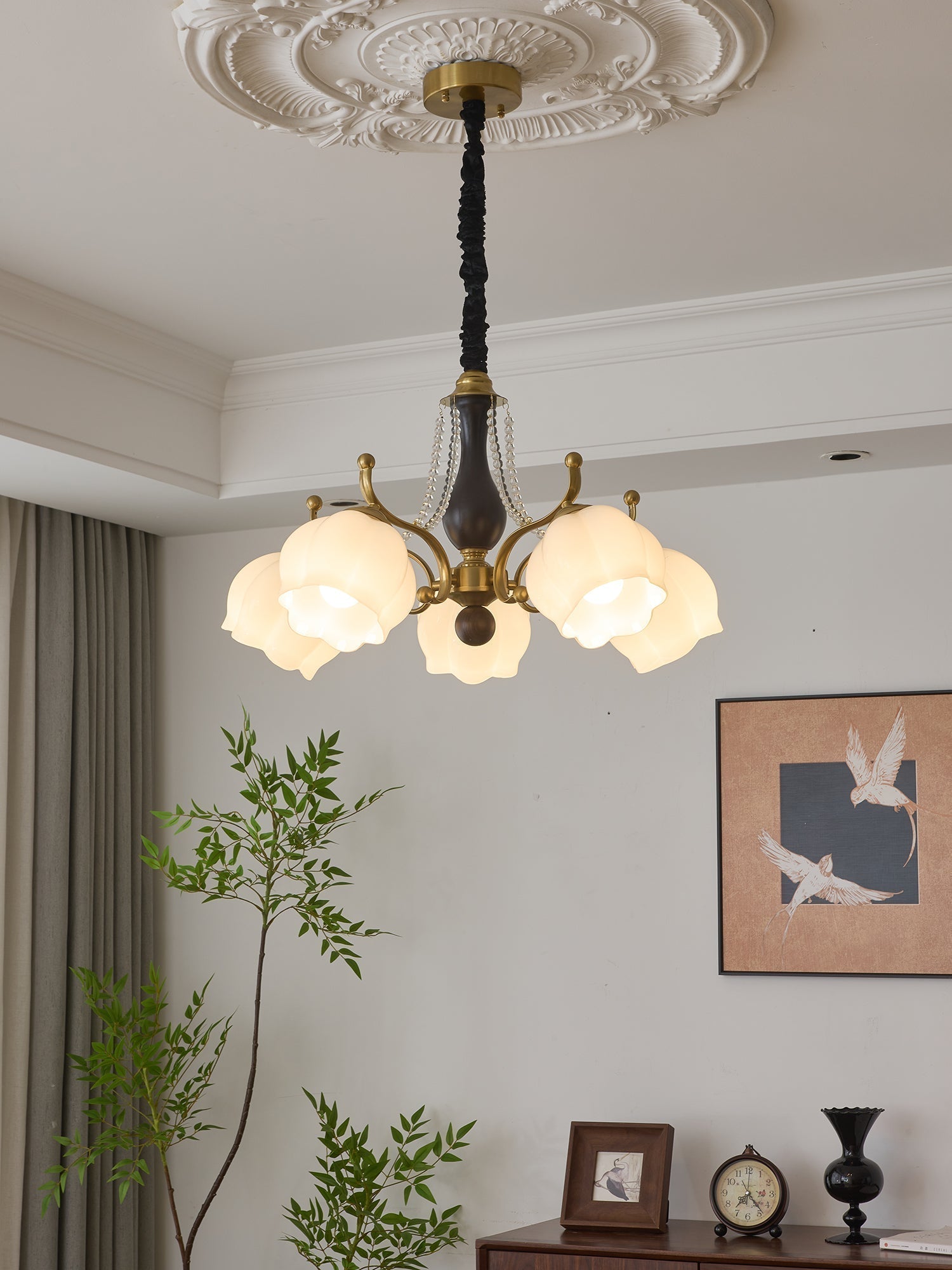 Lustra Kronleuchter Holz Glas Vintage-Letslighting