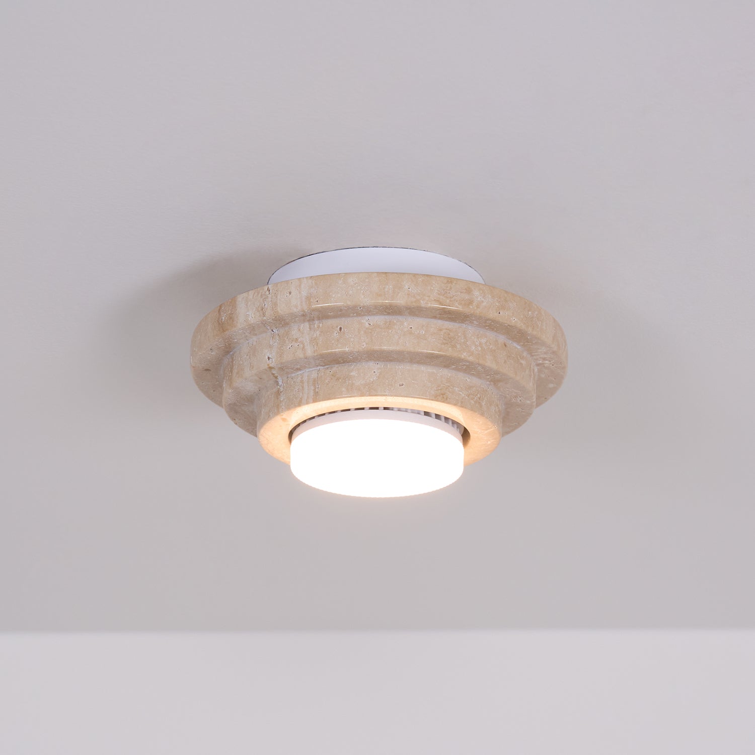 Zadoraris Tiered-Disc Travertine Ceiling Light - Neutralighting