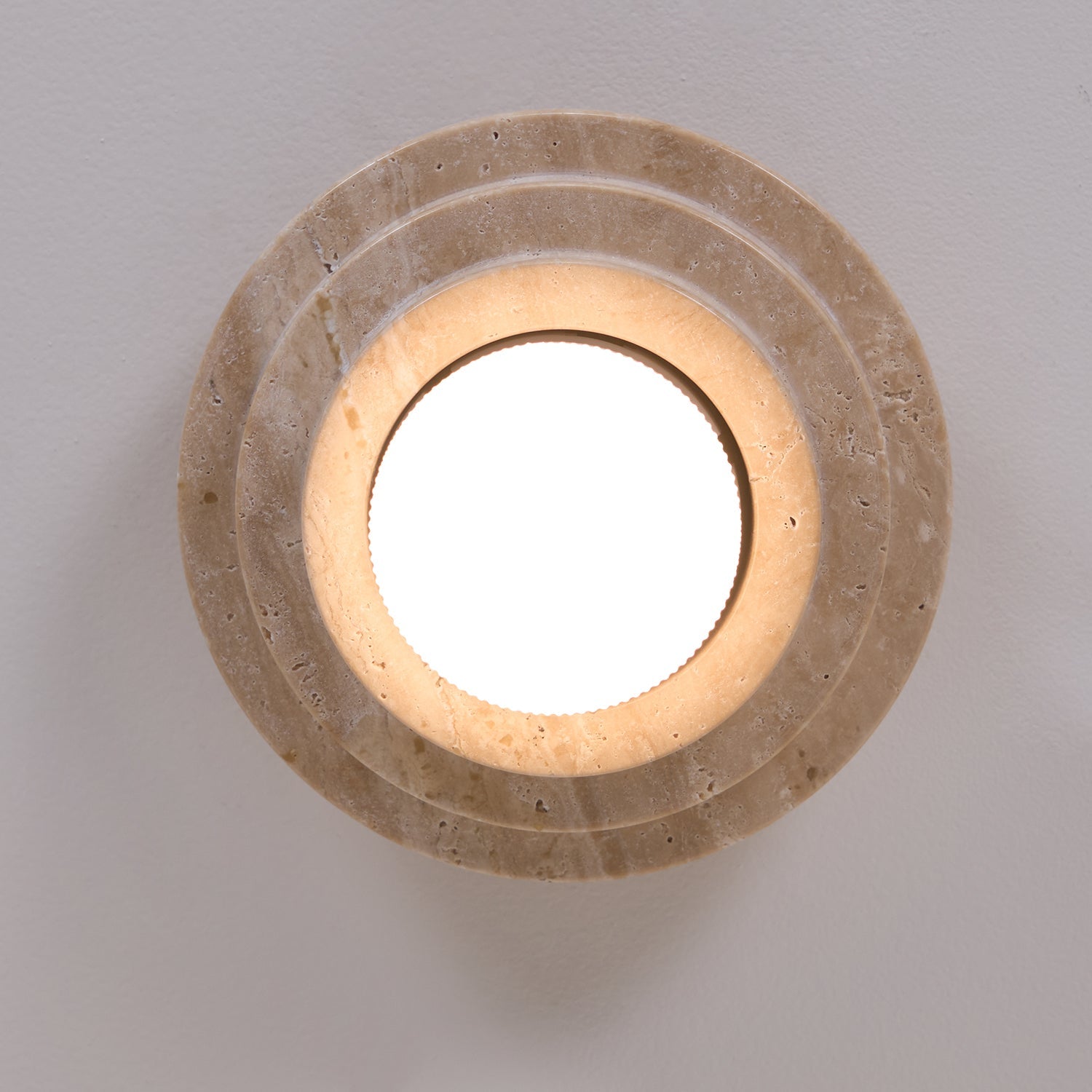 Zadoraris Tiered-Disc Travertine Ceiling Light - Neutralighting