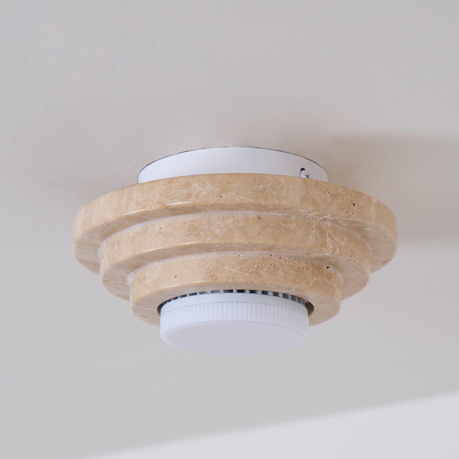 Zadoraris Tiered-Disc Travertine Ceiling Light - Neutralighting