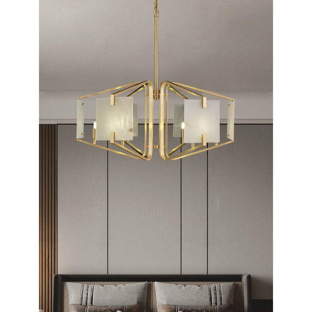 Plotuvys Postmodern Luxury Brass Alabaster Chandelier - Letslighting