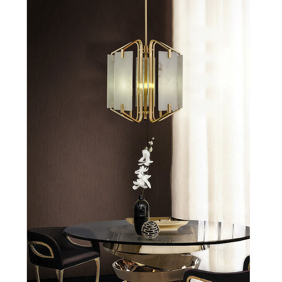 Plotuvys Postmodern Luxury Brass Alabaster Chandelier - Letslighting