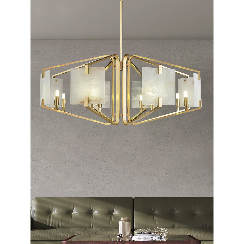 Plotuvys Postmodern Luxury Brass Alabaster Chandelier - Letslighting