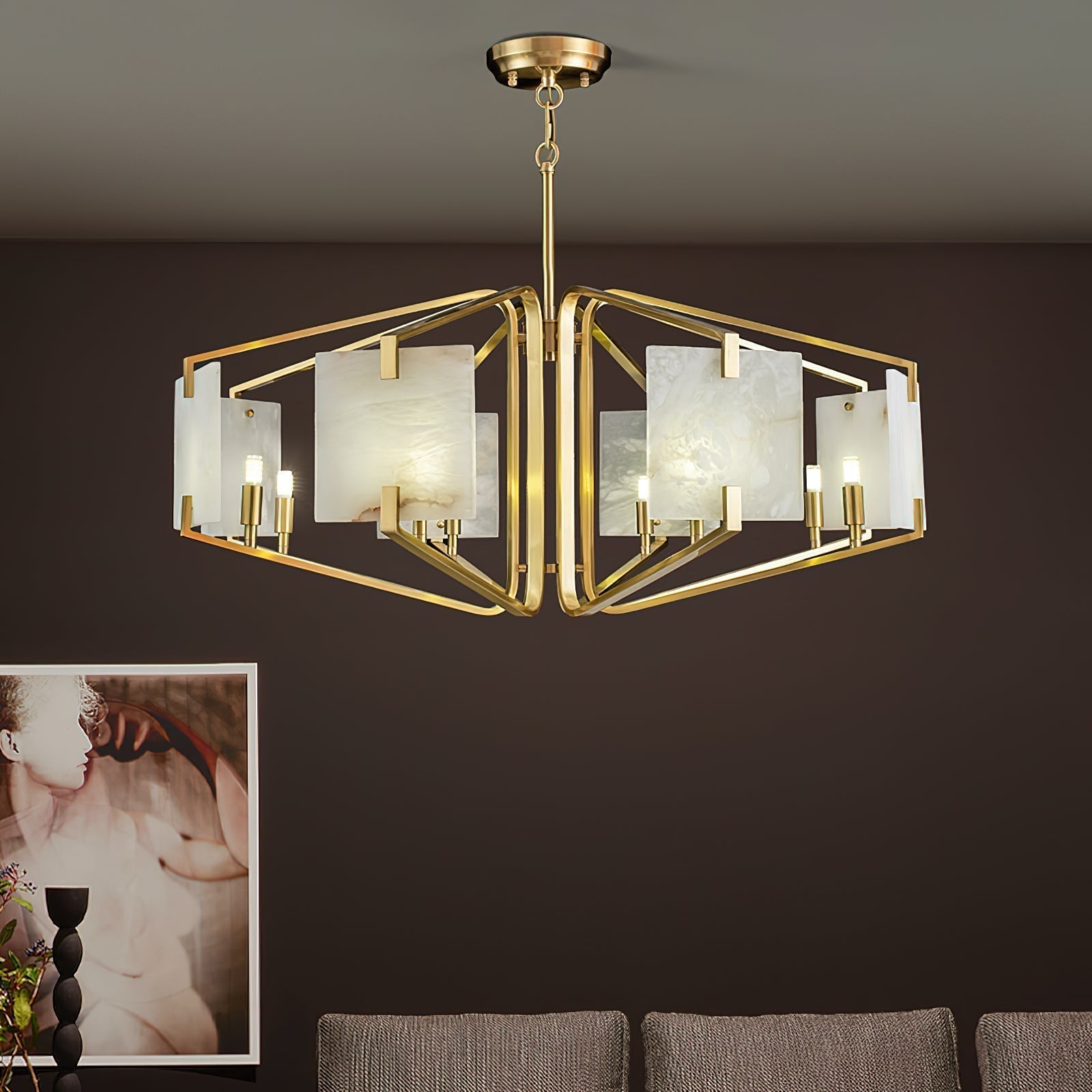 Plotuvys Postmodern Luxury Brass Alabaster Chandelier - Letslighting