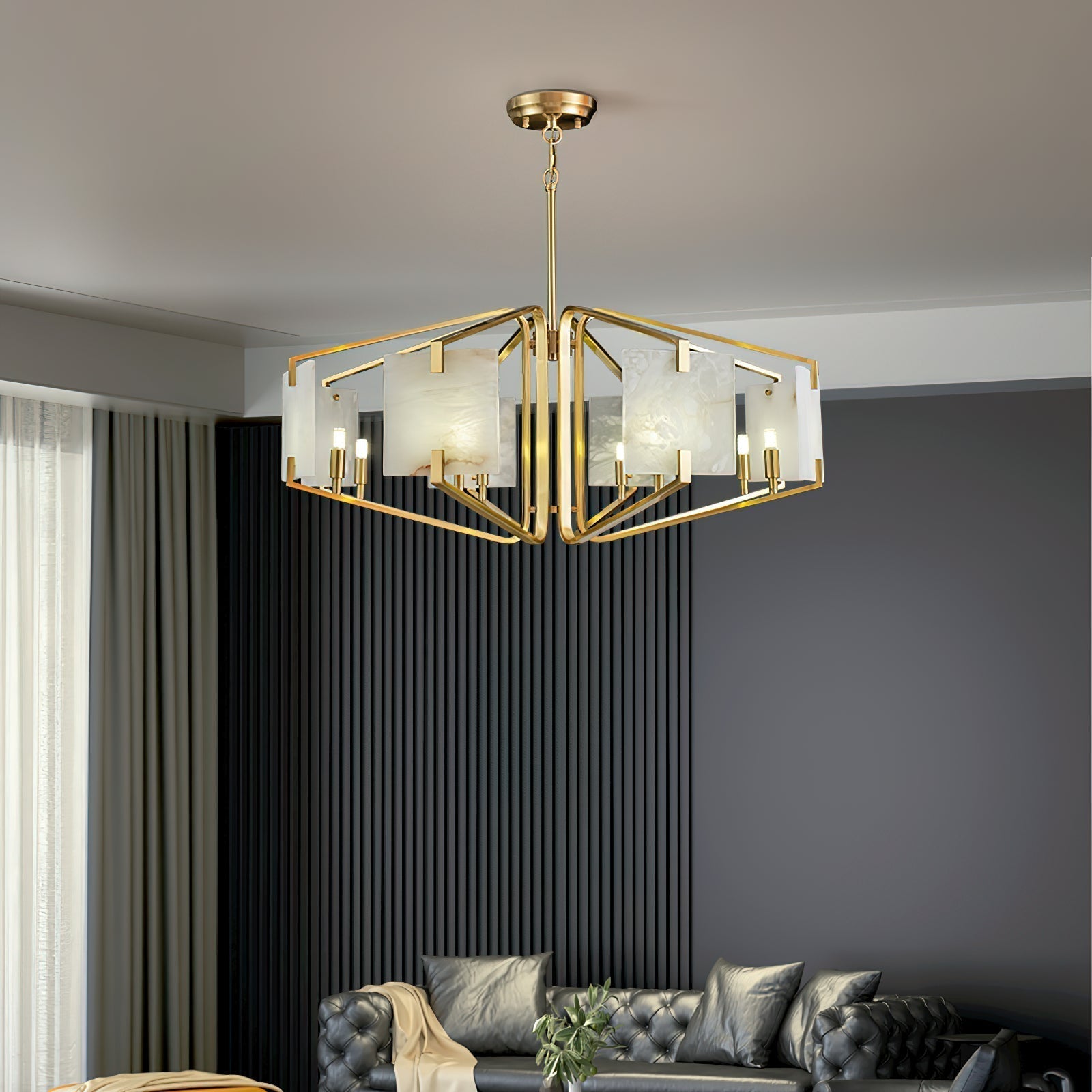 Plotuvys Postmodern Luxury Brass Alabaster Chandelier - Letslighting