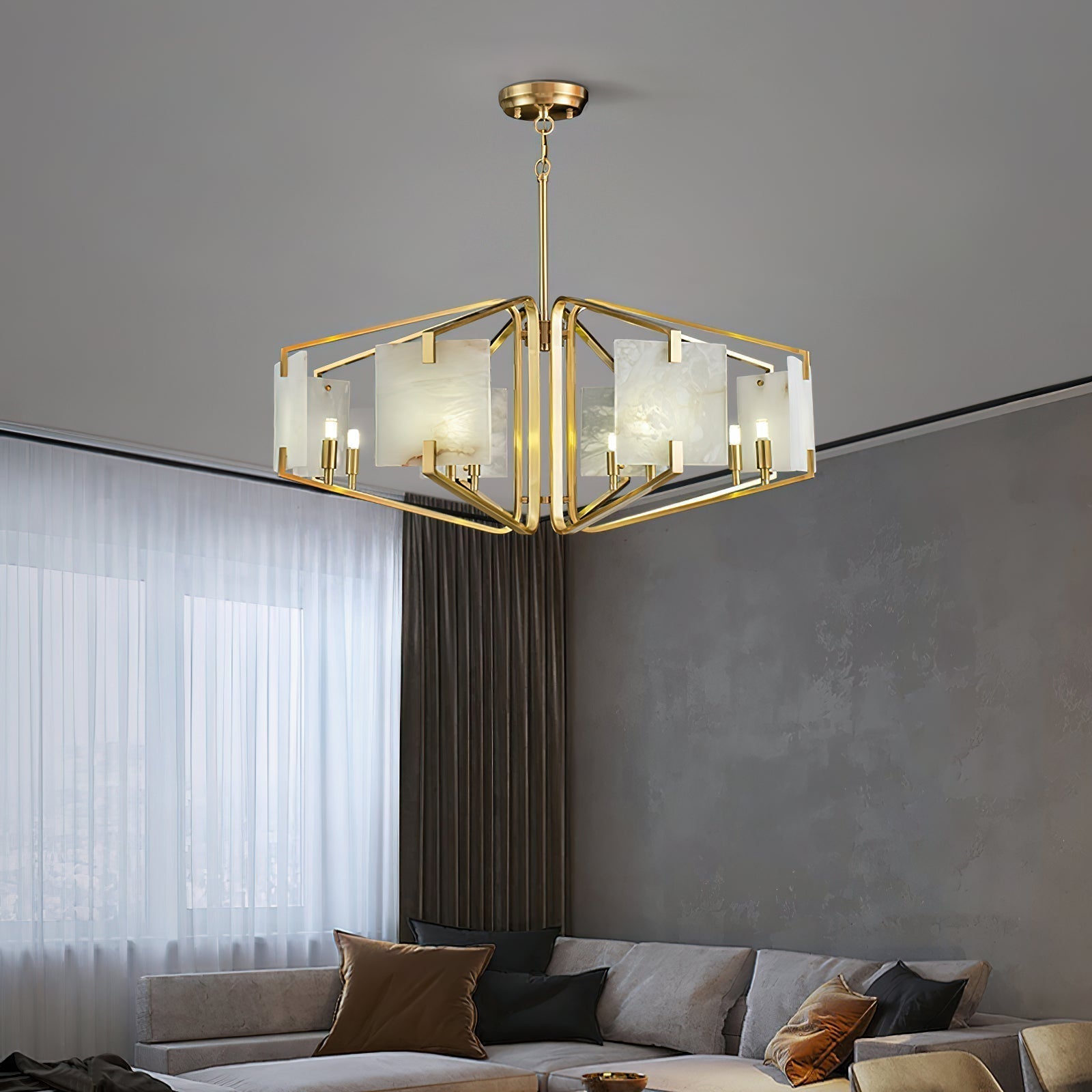 Plotuvys Postmodern Luxury Brass Alabaster Chandelier - Letslighting