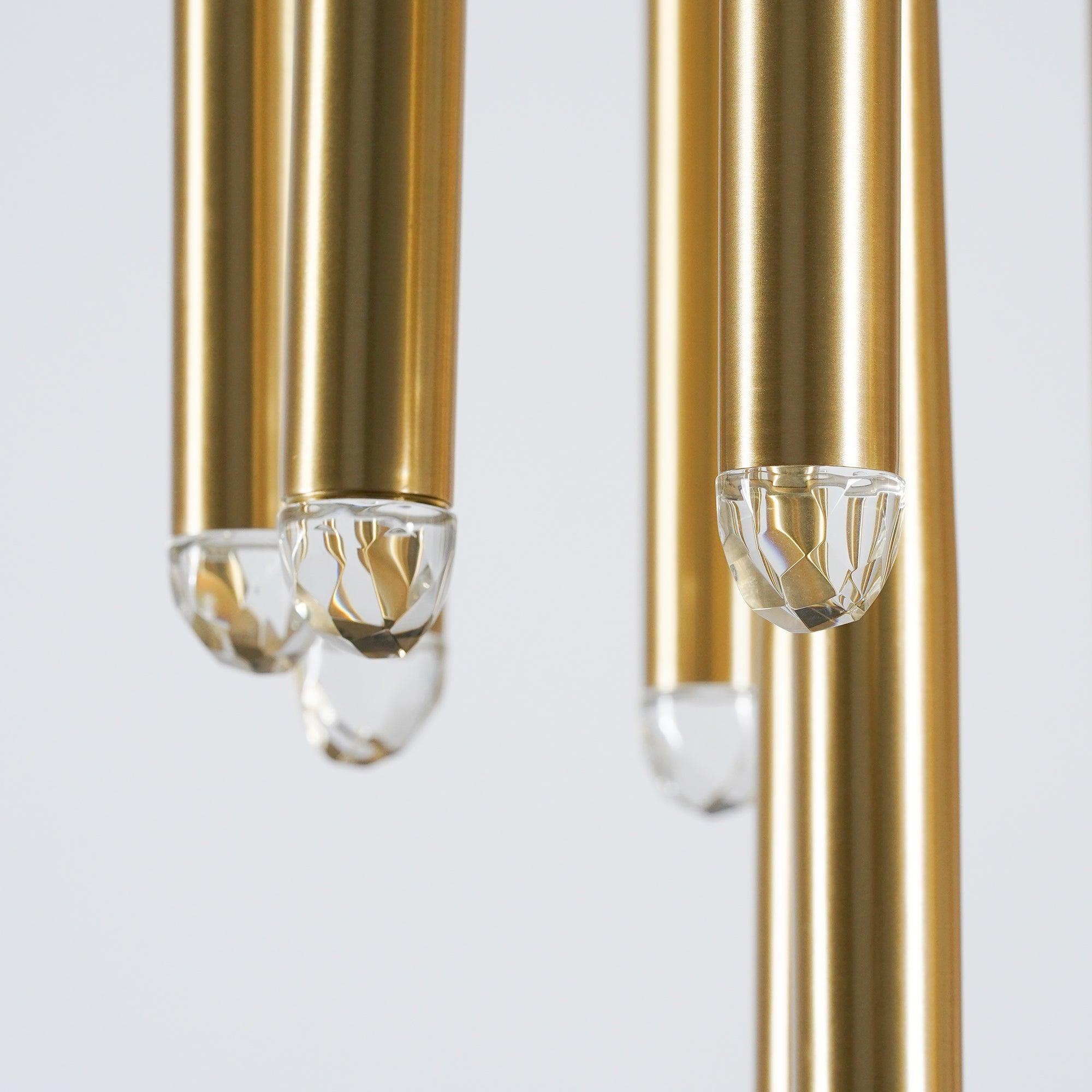 Chandelier with Polished Brass and Crystal Shades Minimalist - Letslighting