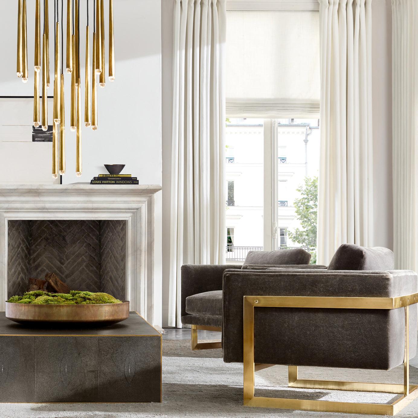 Chandelier Crystal Shade Brass Blackened Silver Luxe Staircase - Letslighting