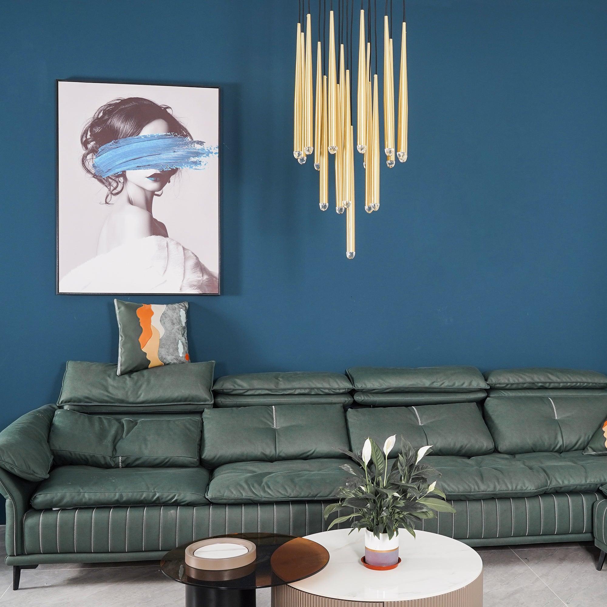 Chandelier Crystal Shade Brass Blackened Silver Luxe Staircase - Letslighting