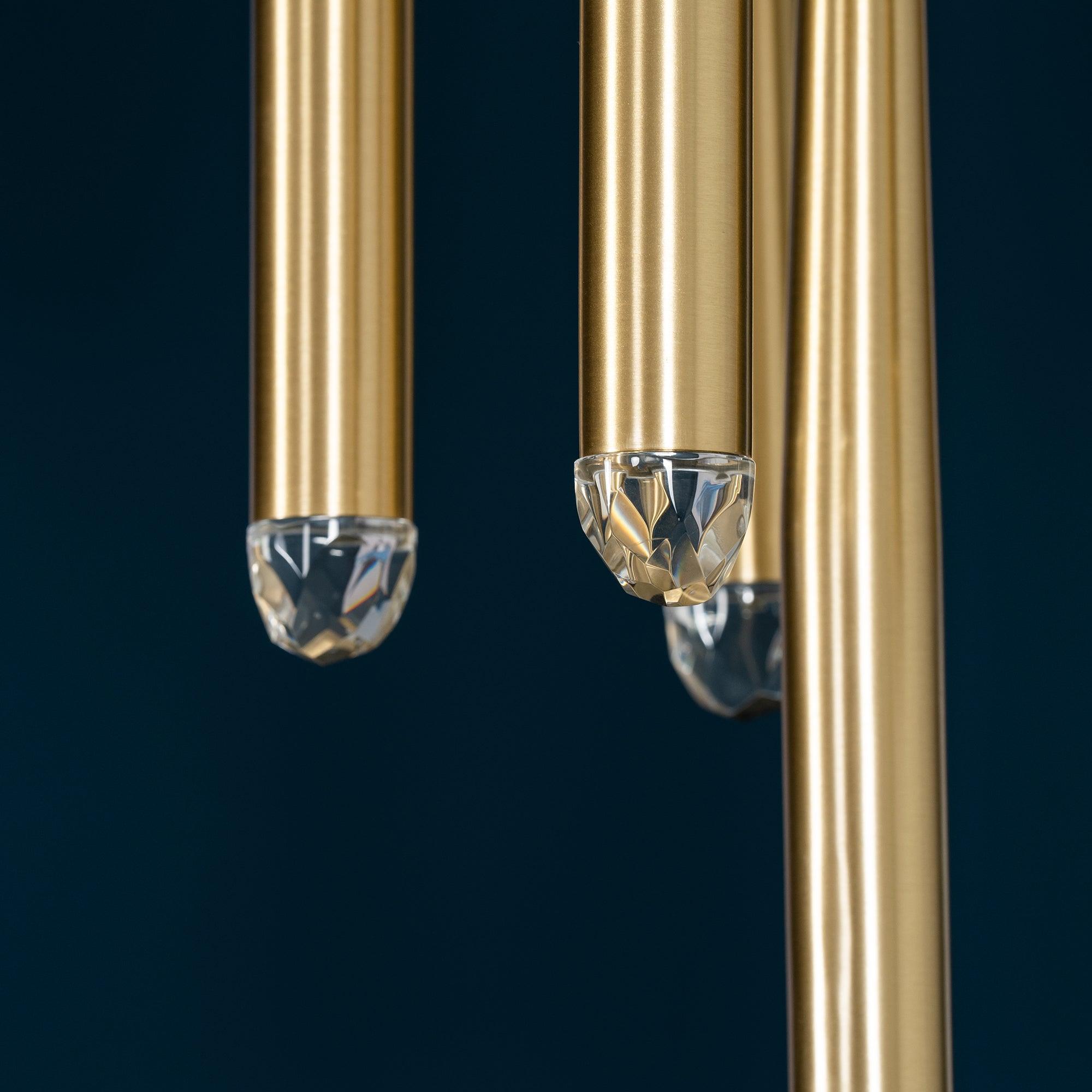 Chandelier Crystal Shade Brass Blackened Silver Luxe Staircase - Letslighting