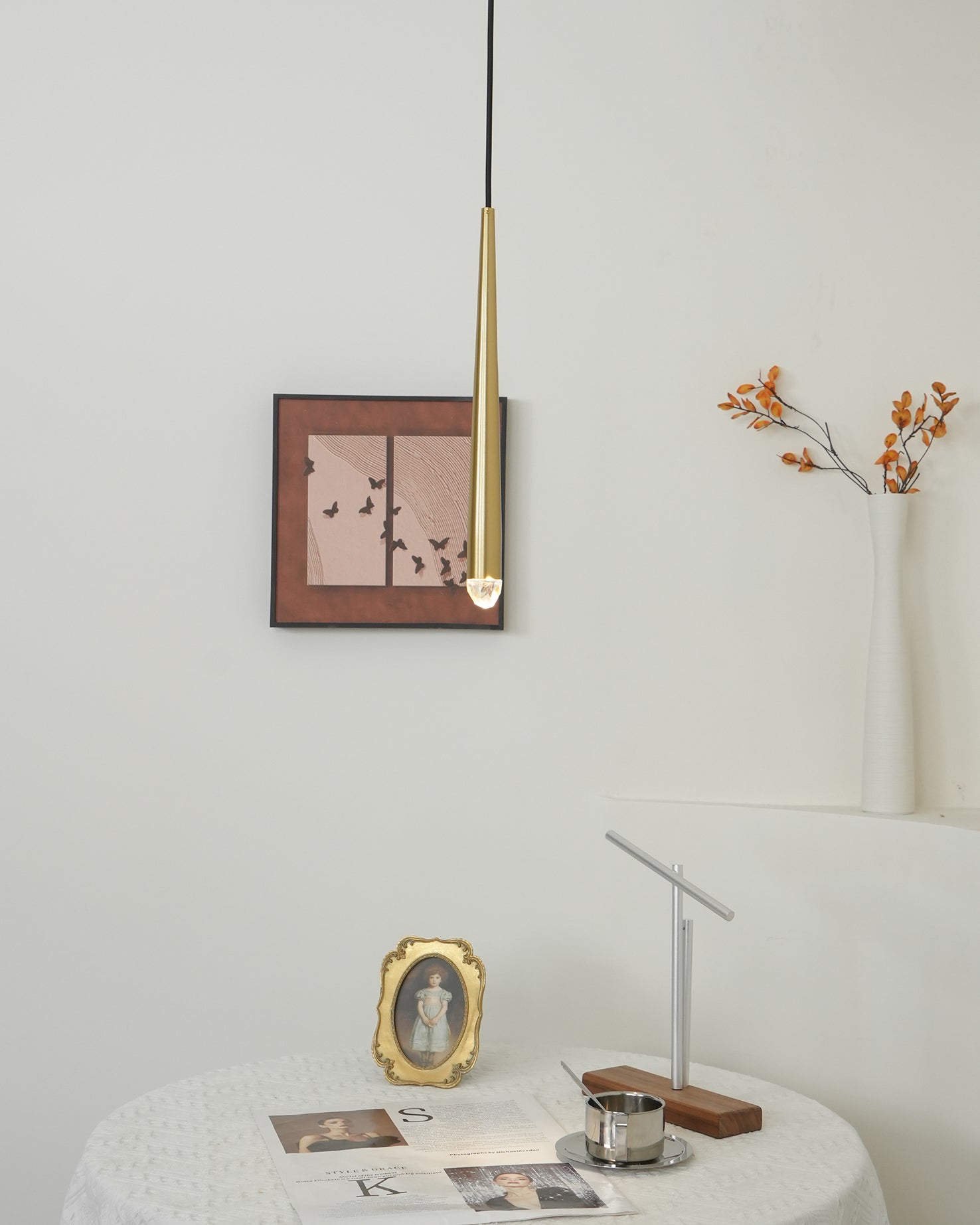 Chandelier Crystal Shade Brass Blackened Silver Luxe Staircase - Letslighting