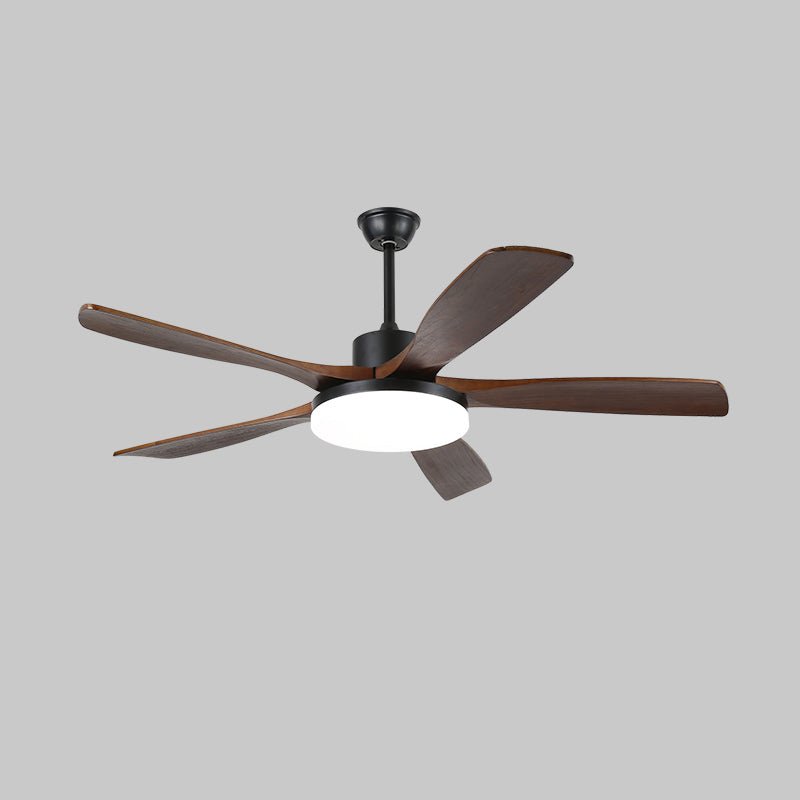 Arysen Minimalistische Deckenventilatorleuchte aus Holz in einem Essbereich