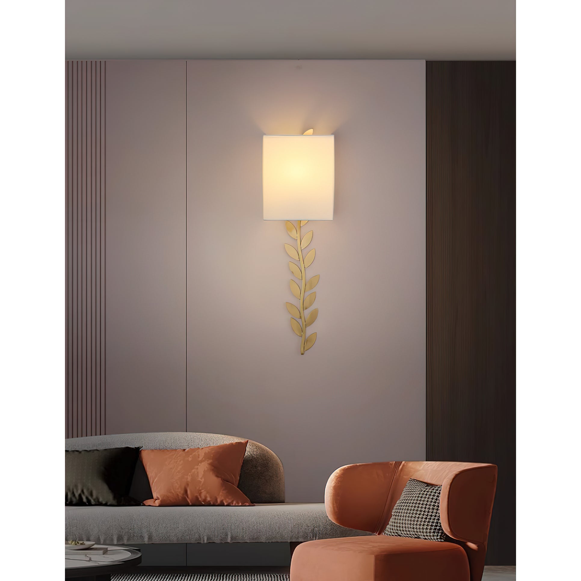Plotuvyo Grove Messing Stoff Wandleuchte-Letslighting