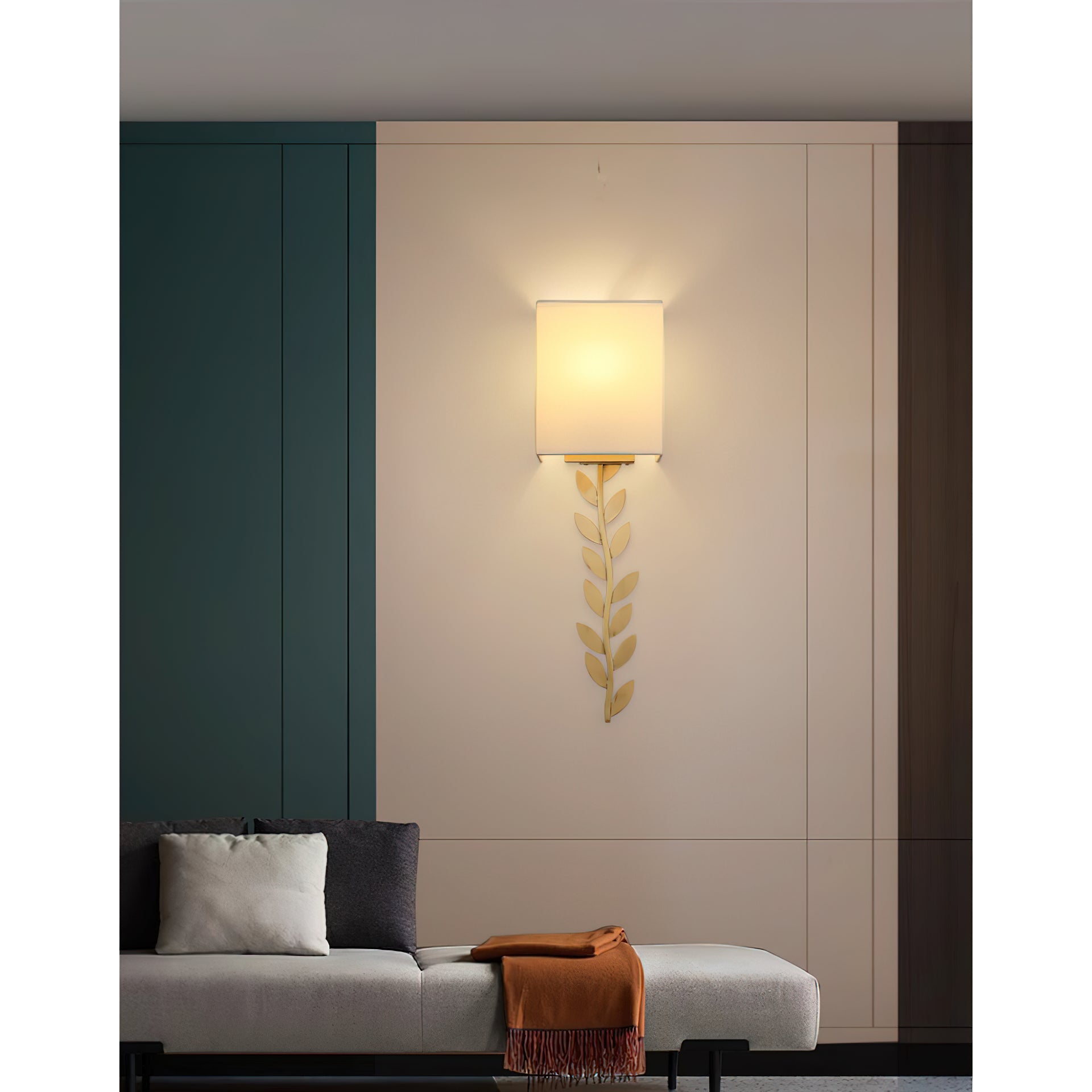 Plotuvyo Grove Messing Stoff Wandleuchte-Letslighting