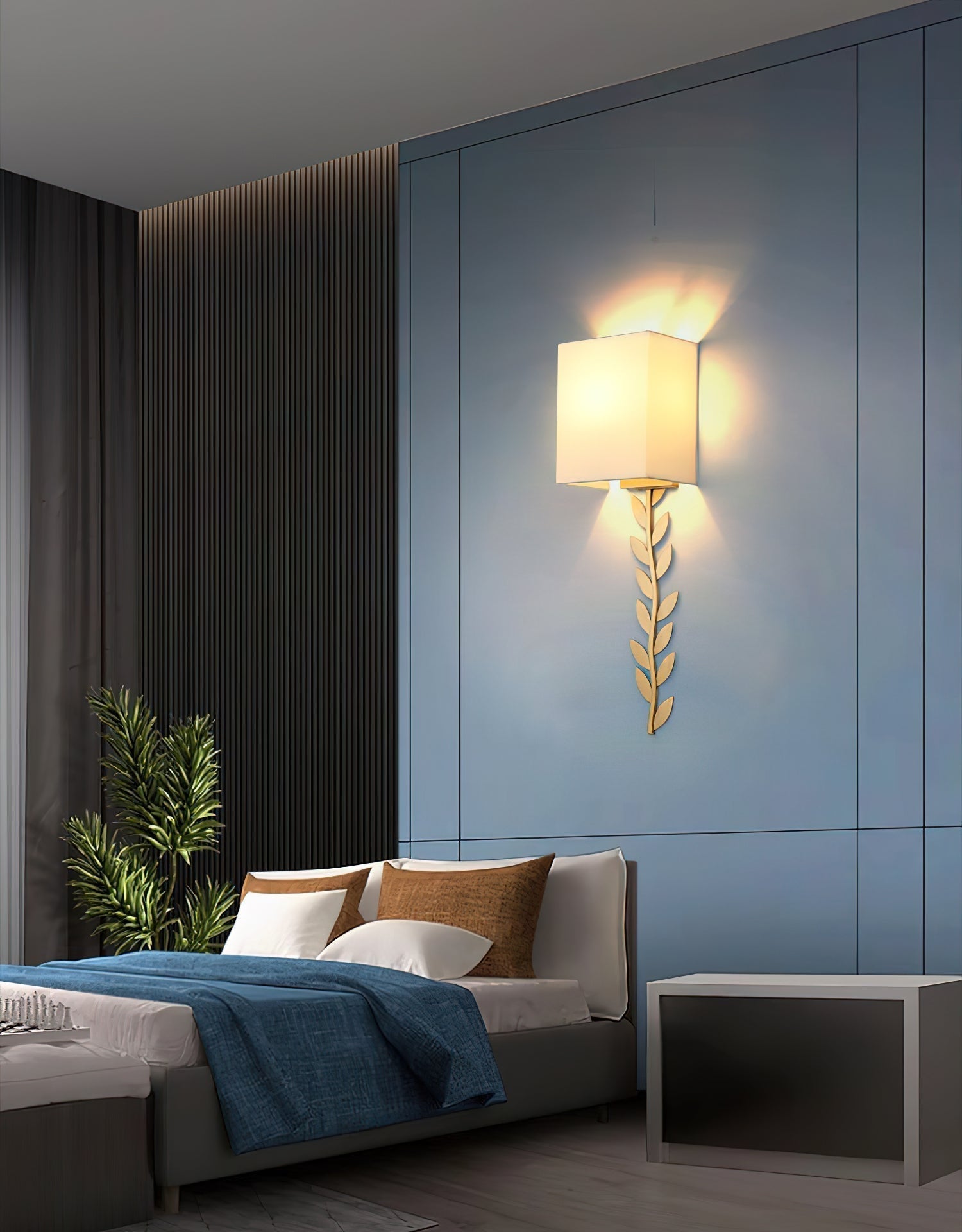 Plotuvyo Grove Messing Stoff Wandleuchte-Letslighting