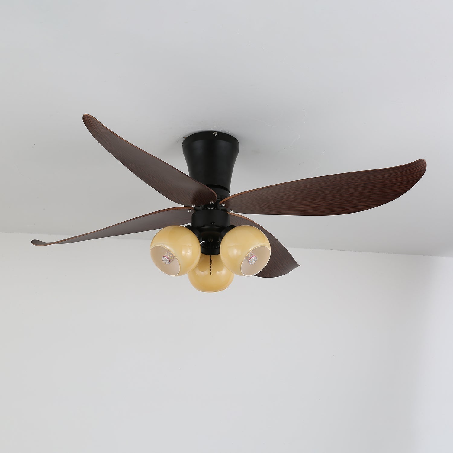 Lunair Vintage Deckenventilatorleuchte aus Holz und Glas