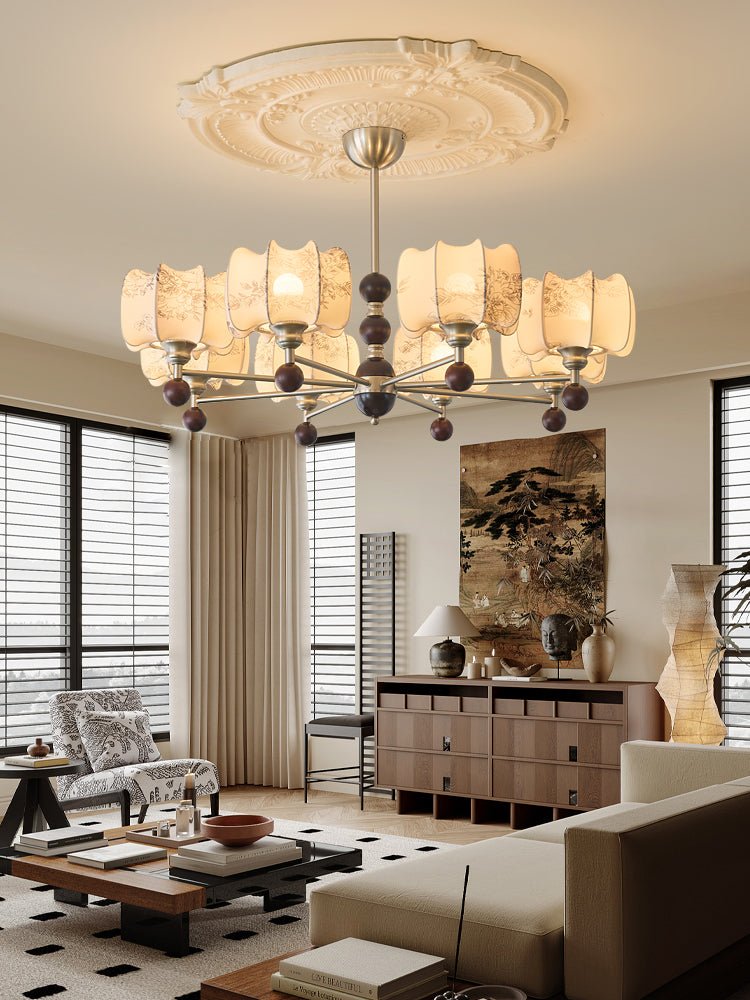 Ephaos Eleganter Vintage-Kronleuchter aus Floralem Holz-Letslighting