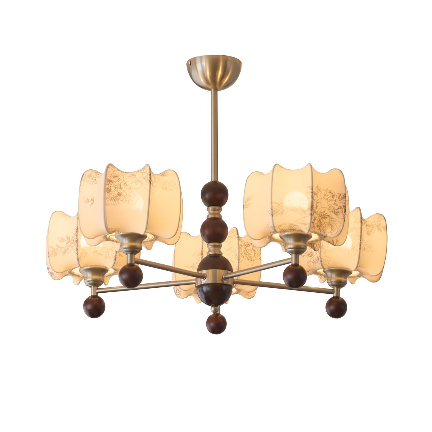 Ephaos Eleganter Vintage-Kronleuchter aus Floralem Holz-Letslighting