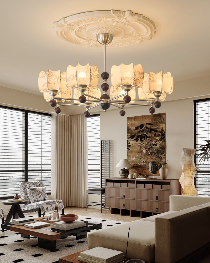 Ephaos Eleganter Vintage-Kronleuchter aus Floralem Holz-Letslighting