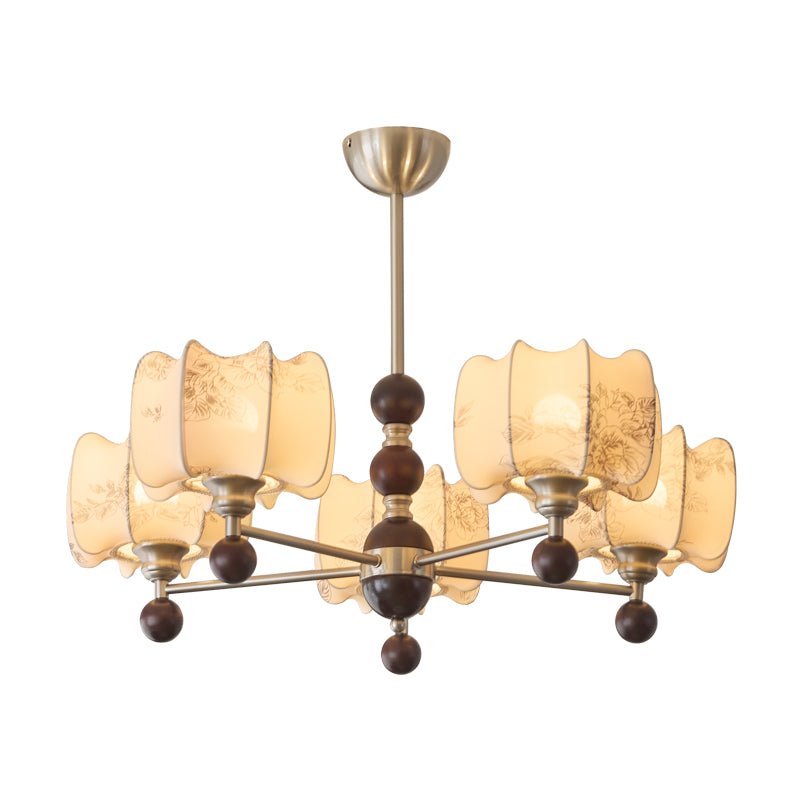 Ephaos Eleganter Vintage-Kronleuchter aus Floralem Holz-Letslighting