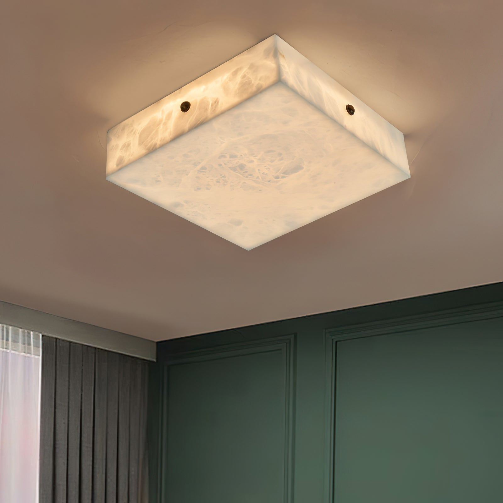 Rauduvys Modern Minimalist Alabaster Flushmount Ceiling Light - Letslighting