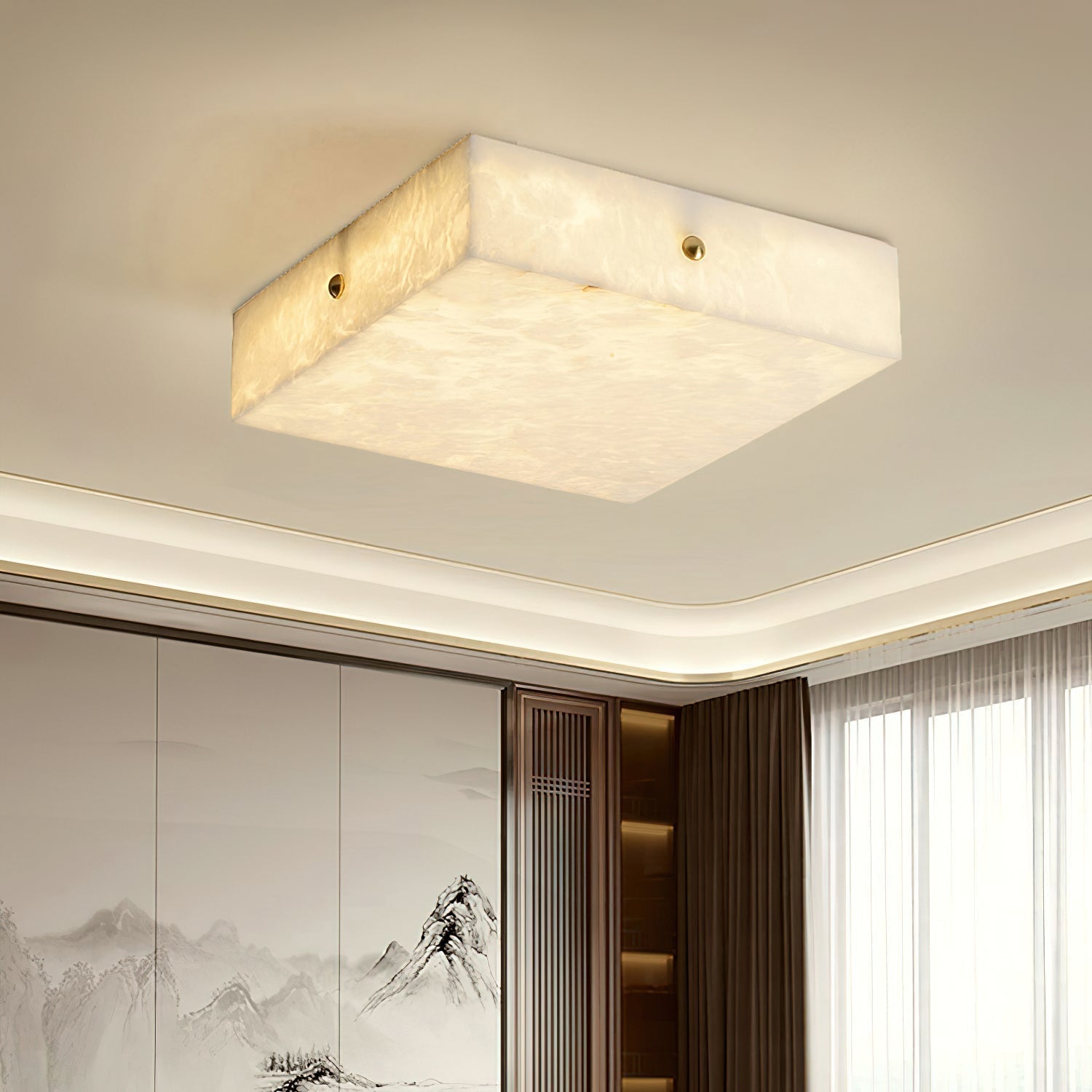 Rauduvys Modern Minimalist Alabaster Flushmount Ceiling Light - Letslighting