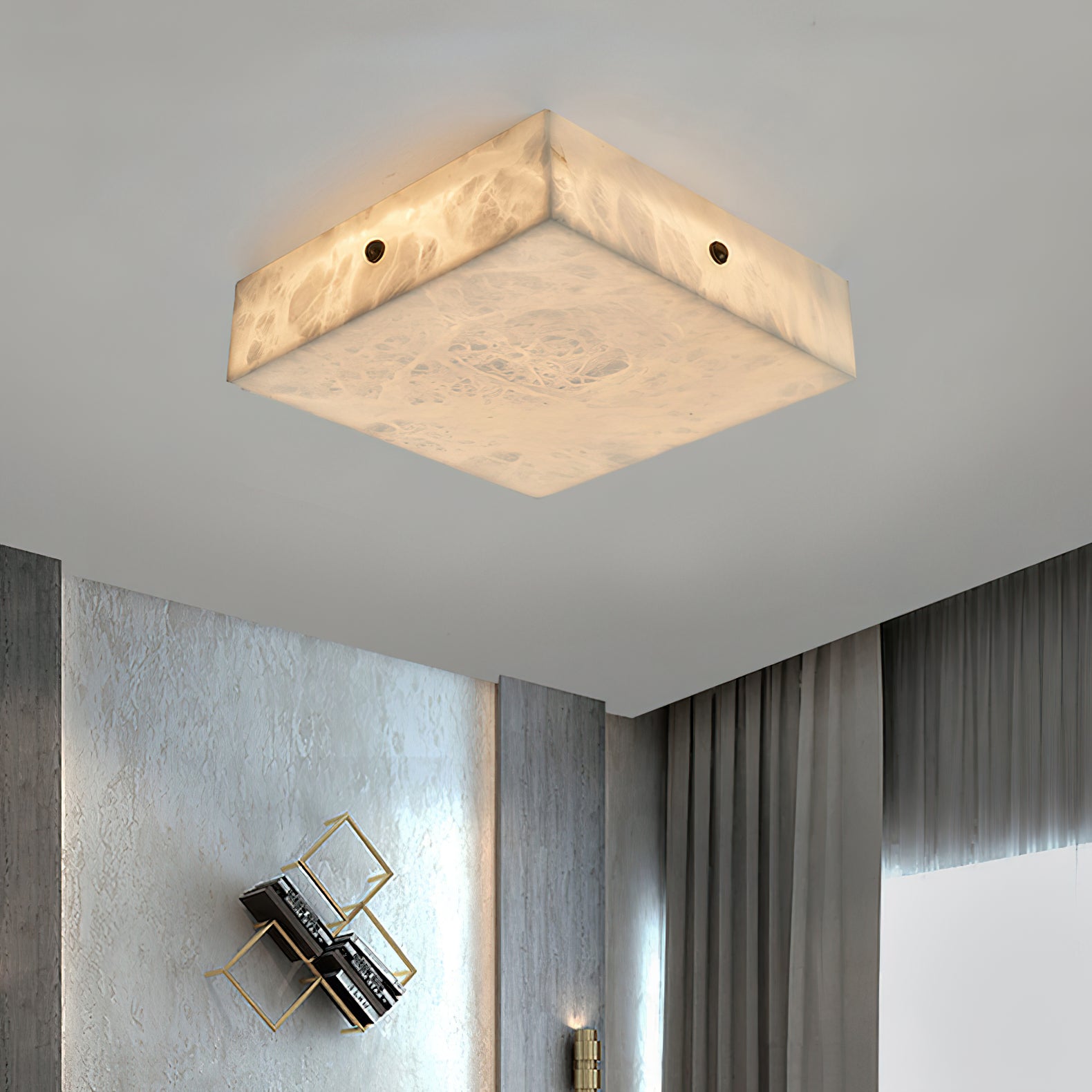 Rauduvys Modern Minimalist Alabaster Flushmount Ceiling Light - Letslighting