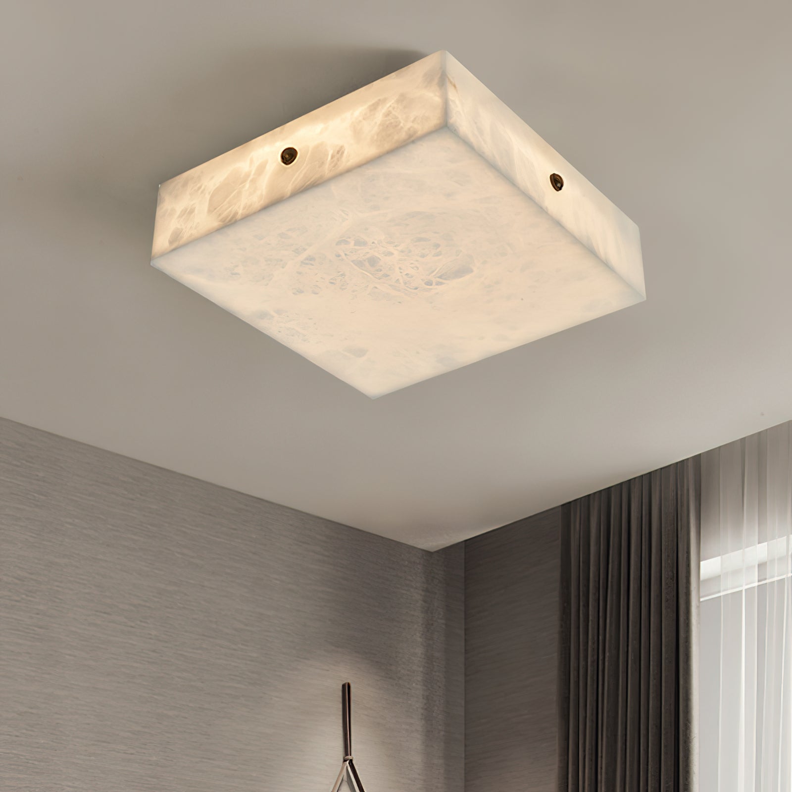 Rauduvys Modern Minimalist Alabaster Flushmount Ceiling Light - Letslighting