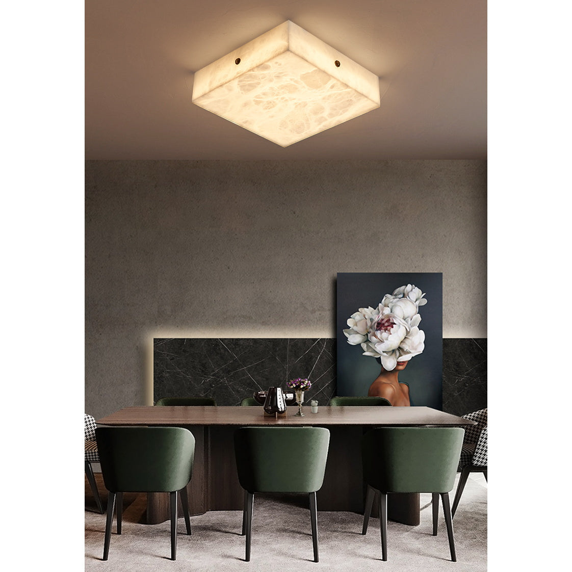 Rauduvys Modern Minimalist Alabaster Flushmount Ceiling Light - Letslighting