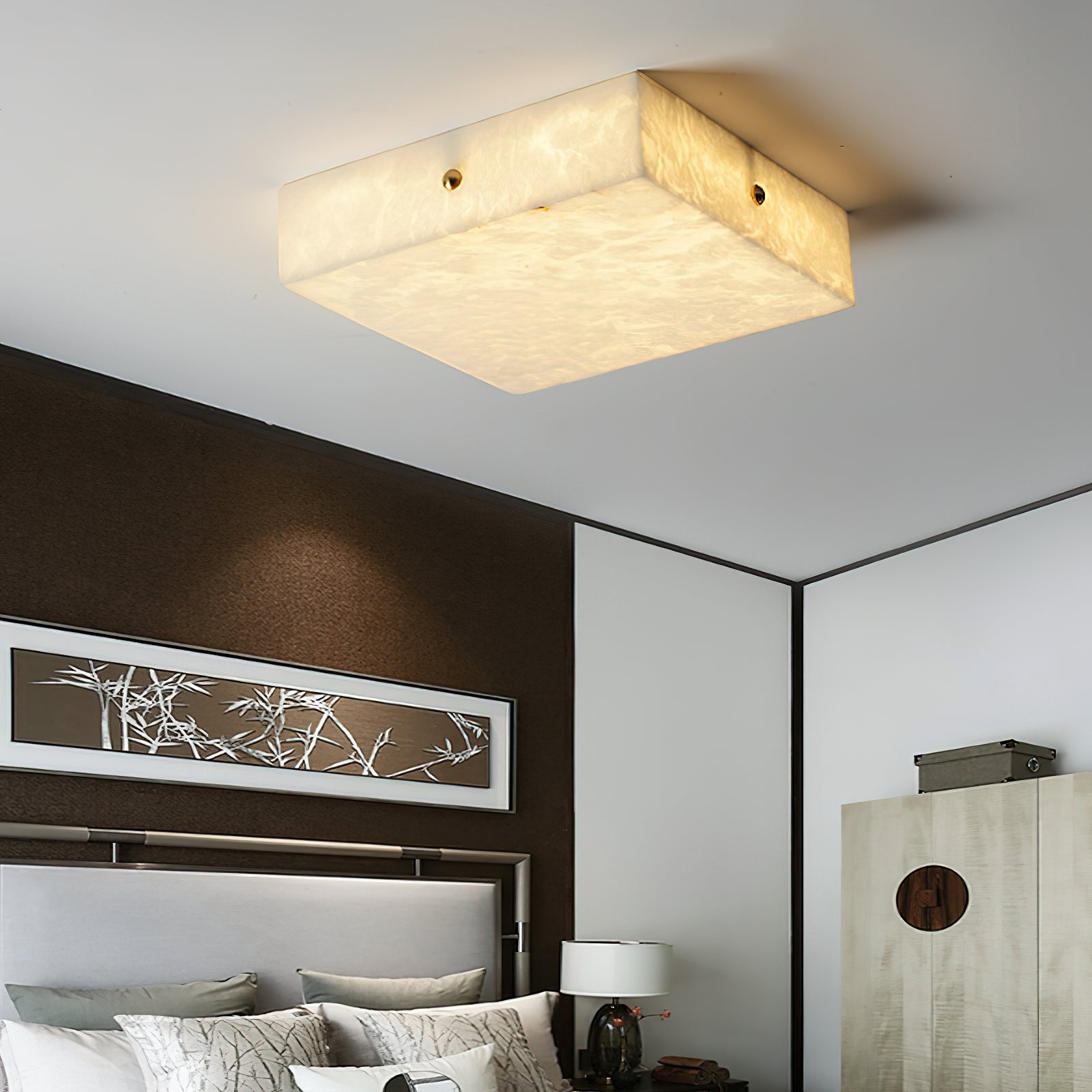 Rauduvys Modern Minimalist Alabaster Flushmount Ceiling Light - Letslighting