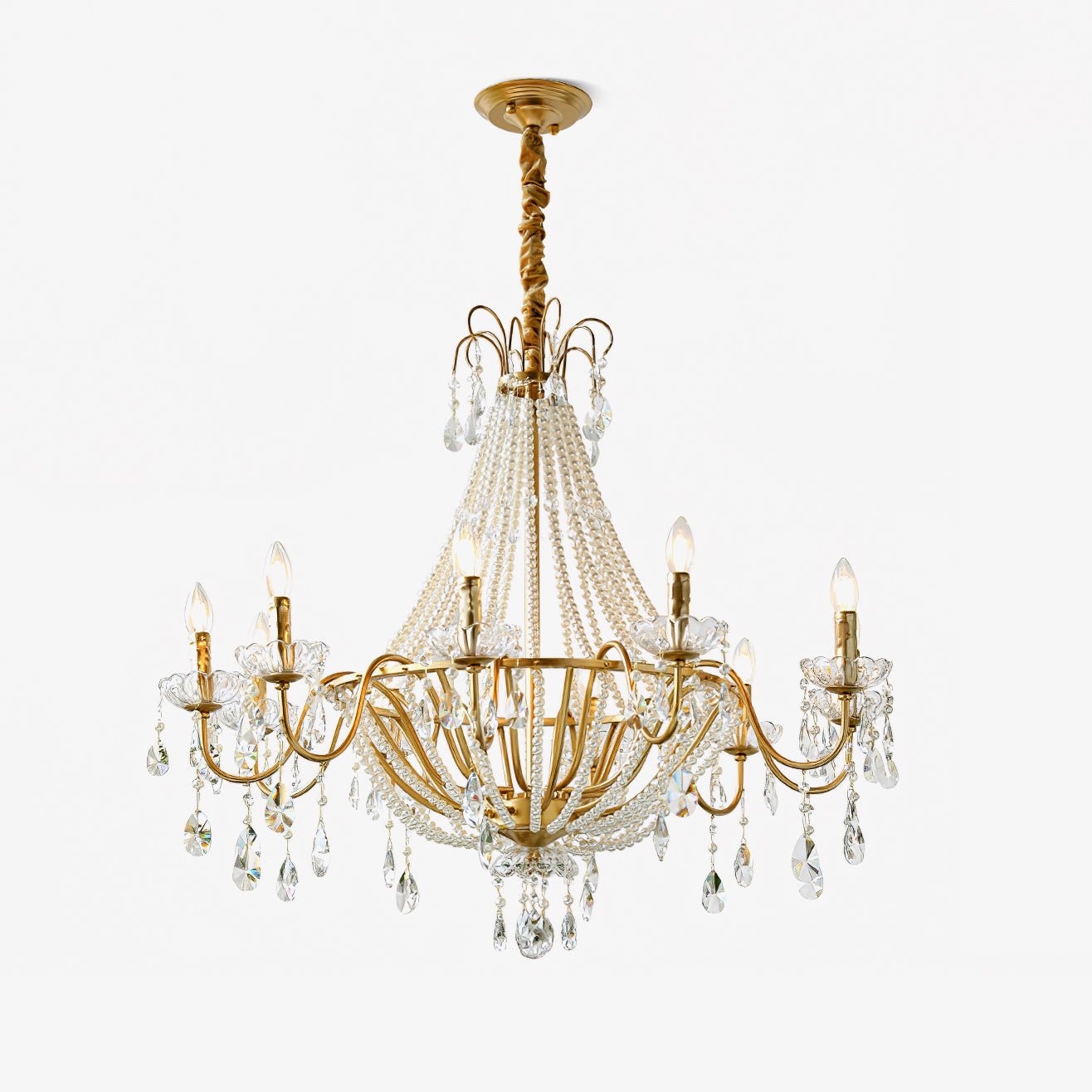 Eurvaros Vintage Kristall-Messing-Kronleuchter-Letslighting