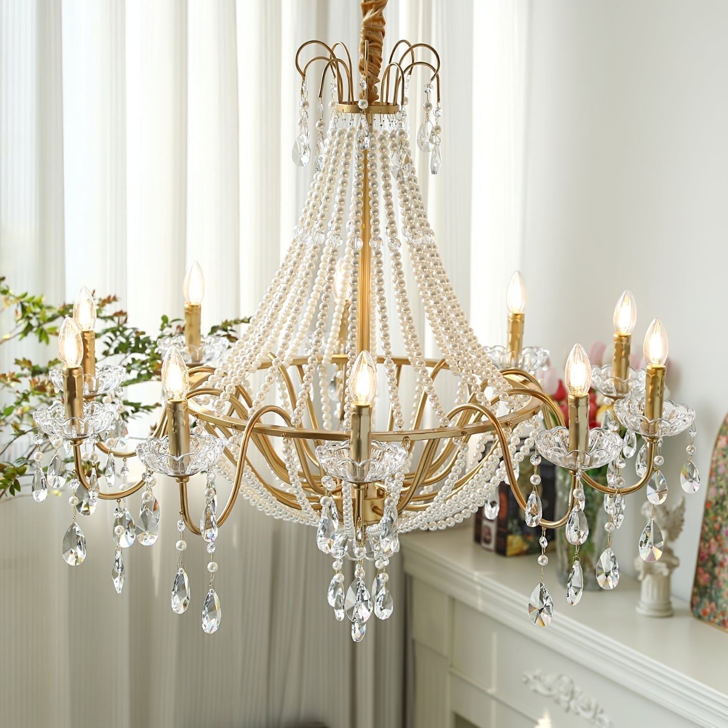 Eurvaros Vintage Kristall-Messing-Kronleuchter-Letslighting
