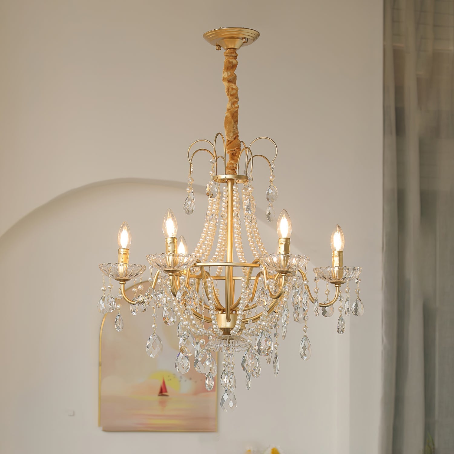 Eurvaros Vintage Kristall-Messing-Kronleuchter-Letslighting