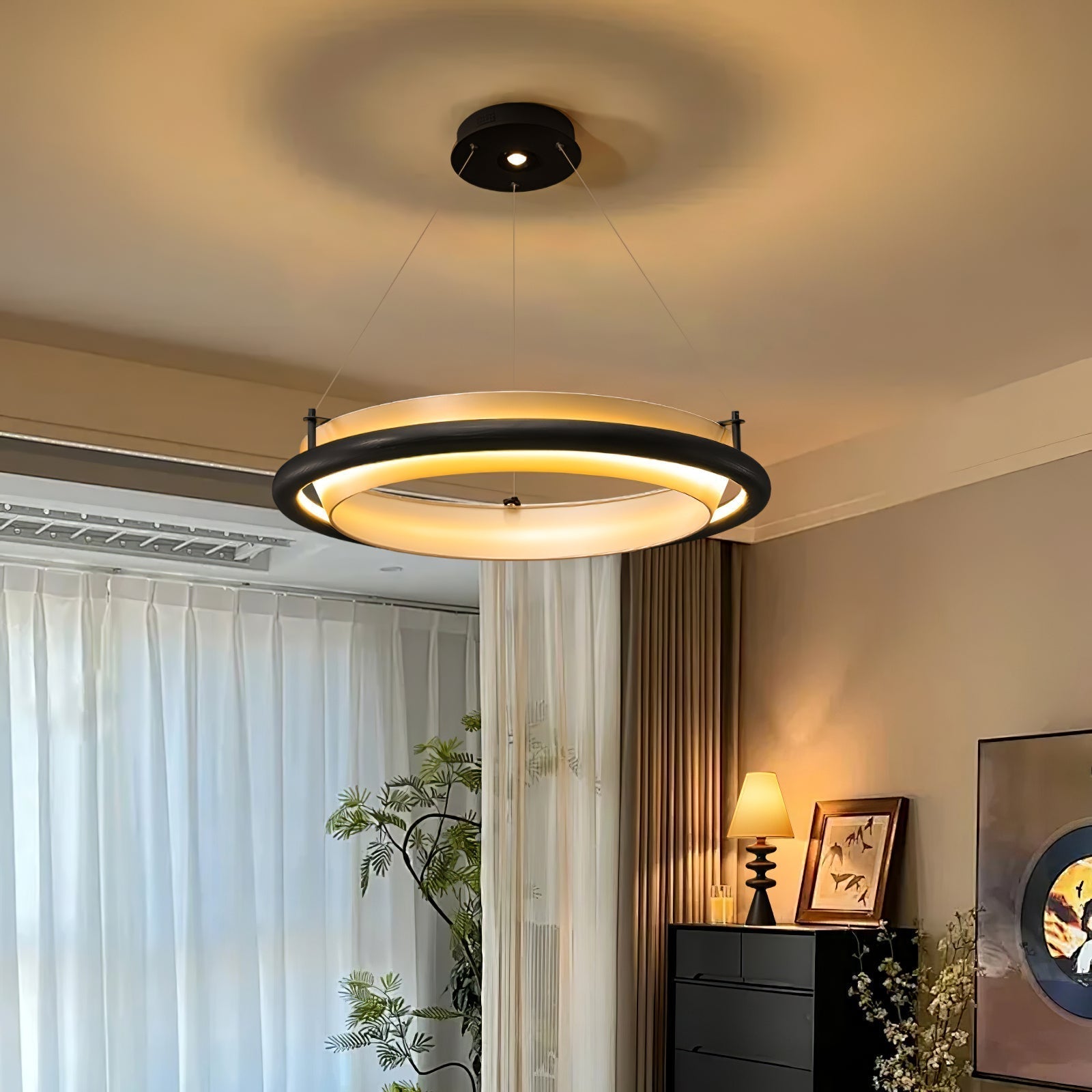 Olvelila Kreisförmige Pendelleuchte aus Holz-Letslighting