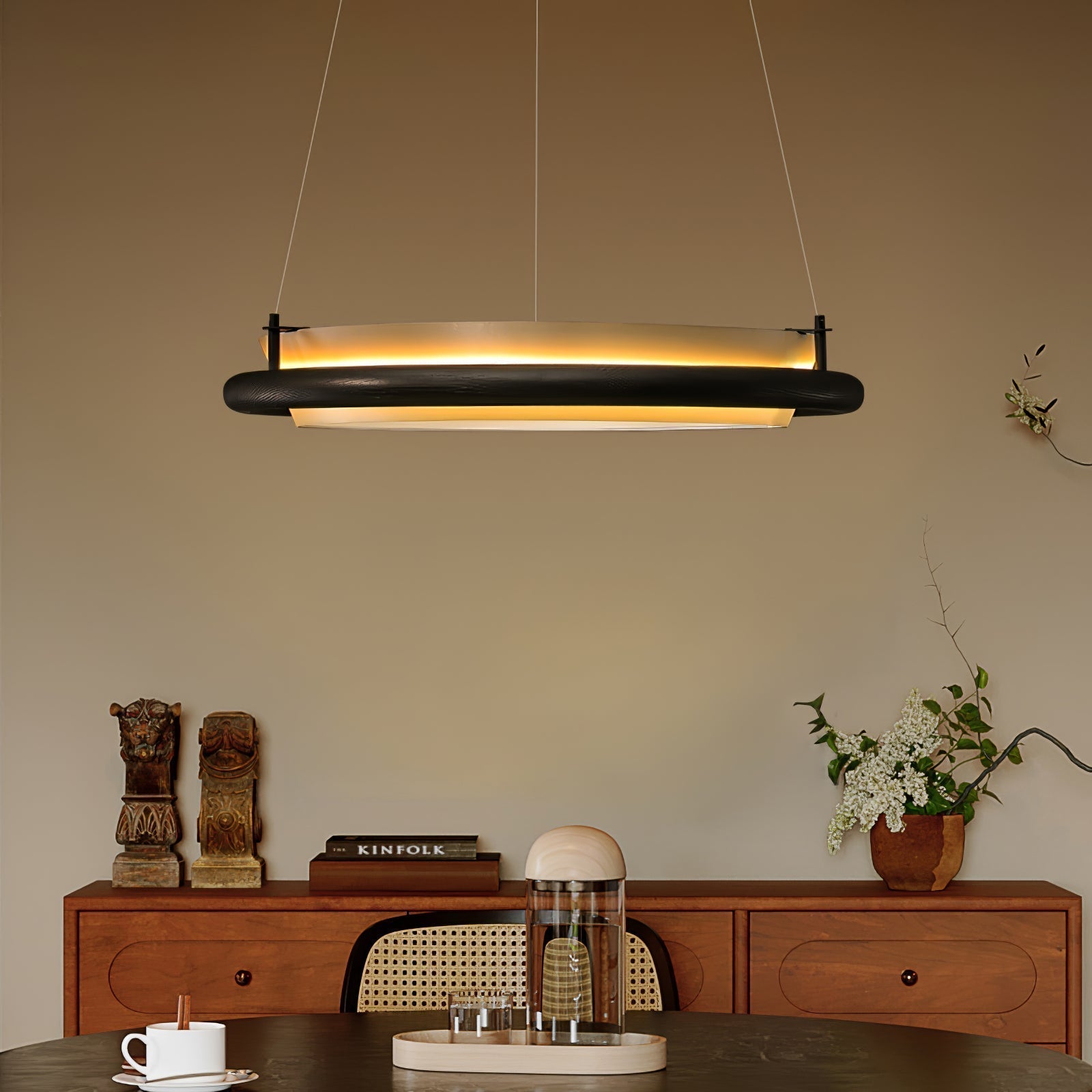 Olvelila Kreisförmige Pendelleuchte aus Holz-Letslighting