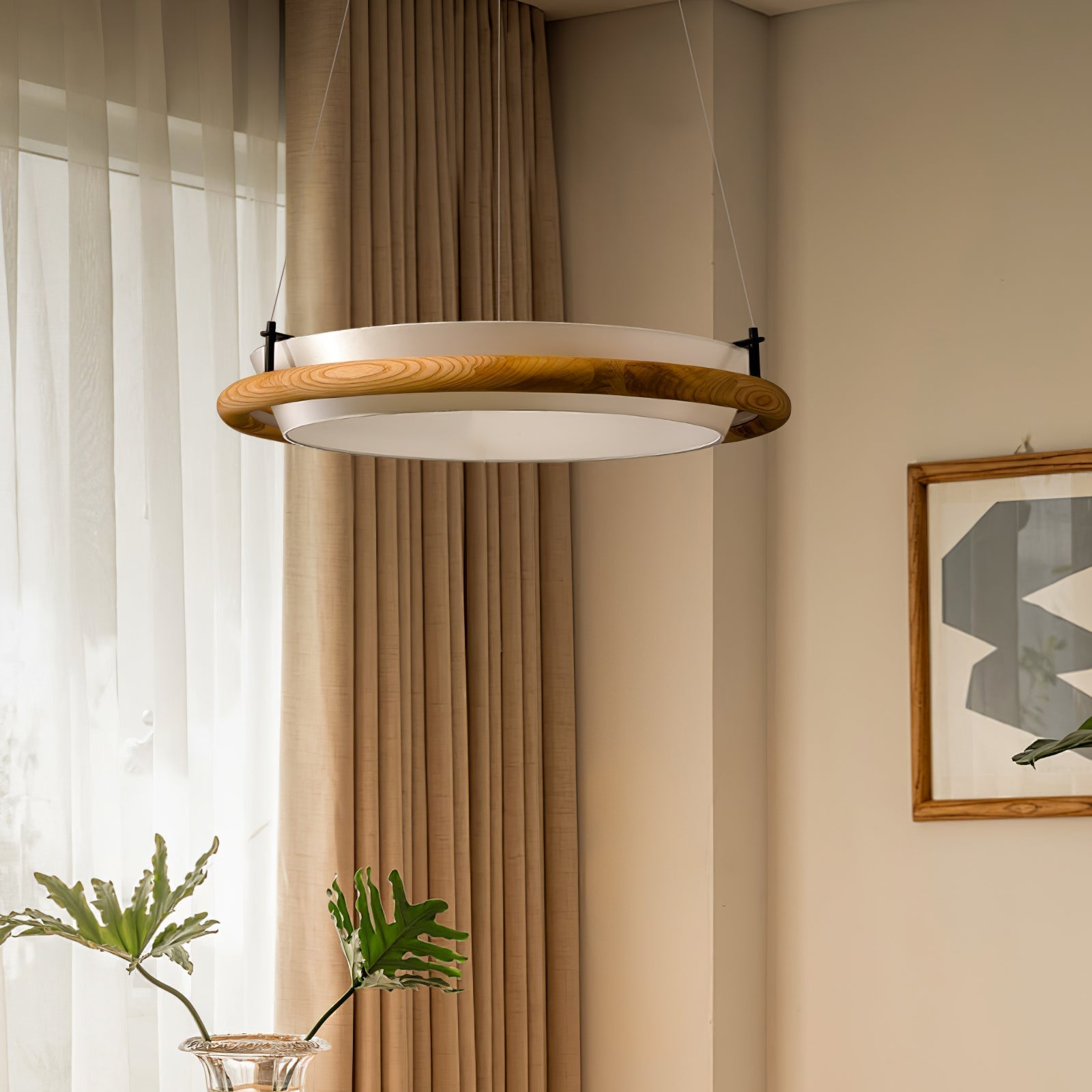 Olvelila Kreisförmige Pendelleuchte aus Holz-Letslighting