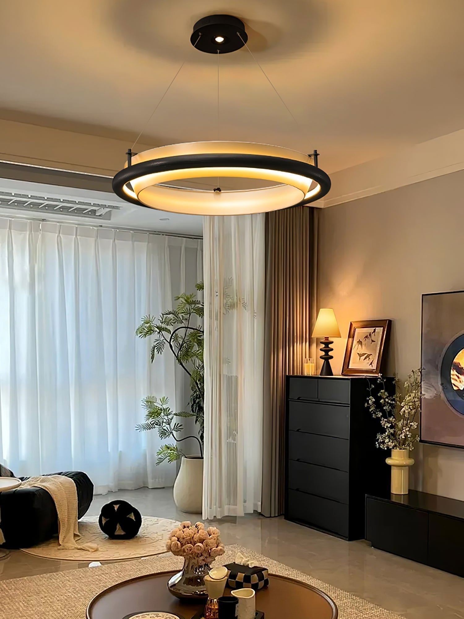 Olvelila Kreisförmige Pendelleuchte aus Holz-Letslighting