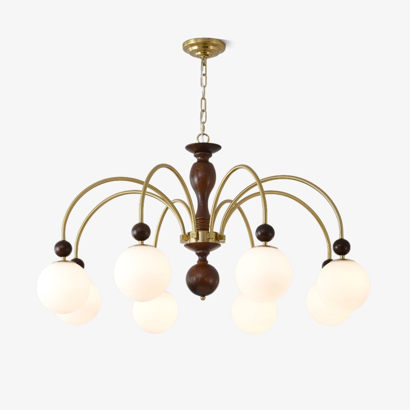Lustra Pendelleuchte Nussbaum Messing Globe Vintage-Letslighting