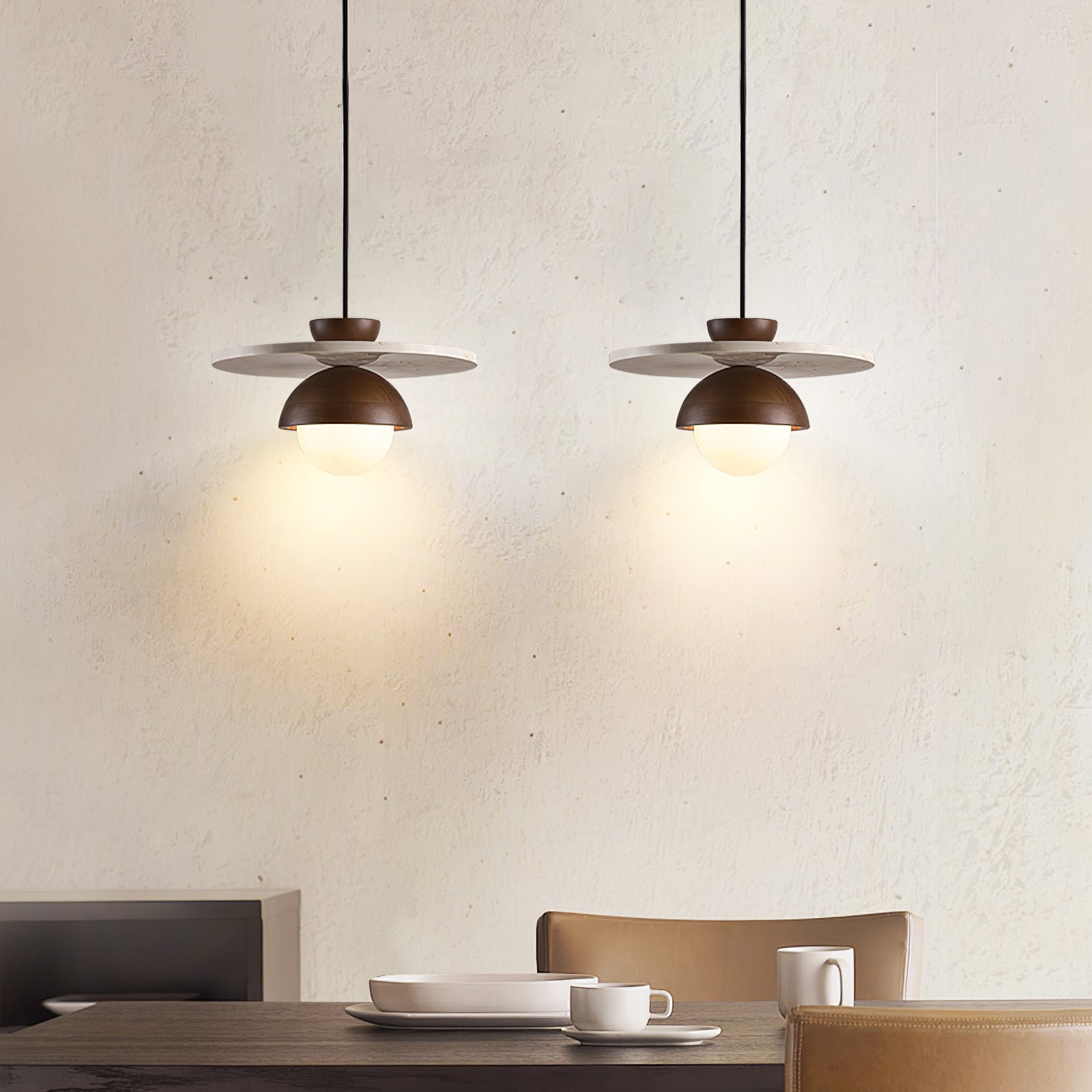 Vera Travertine Glass Pendant Light Design - Neutralighting