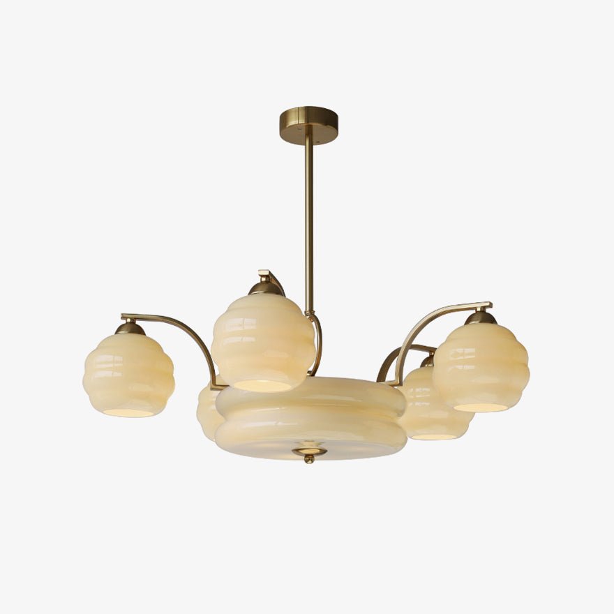 Lustra Kronleuchter Art Deco Vintage Gold Glasschirme-Letslighting
