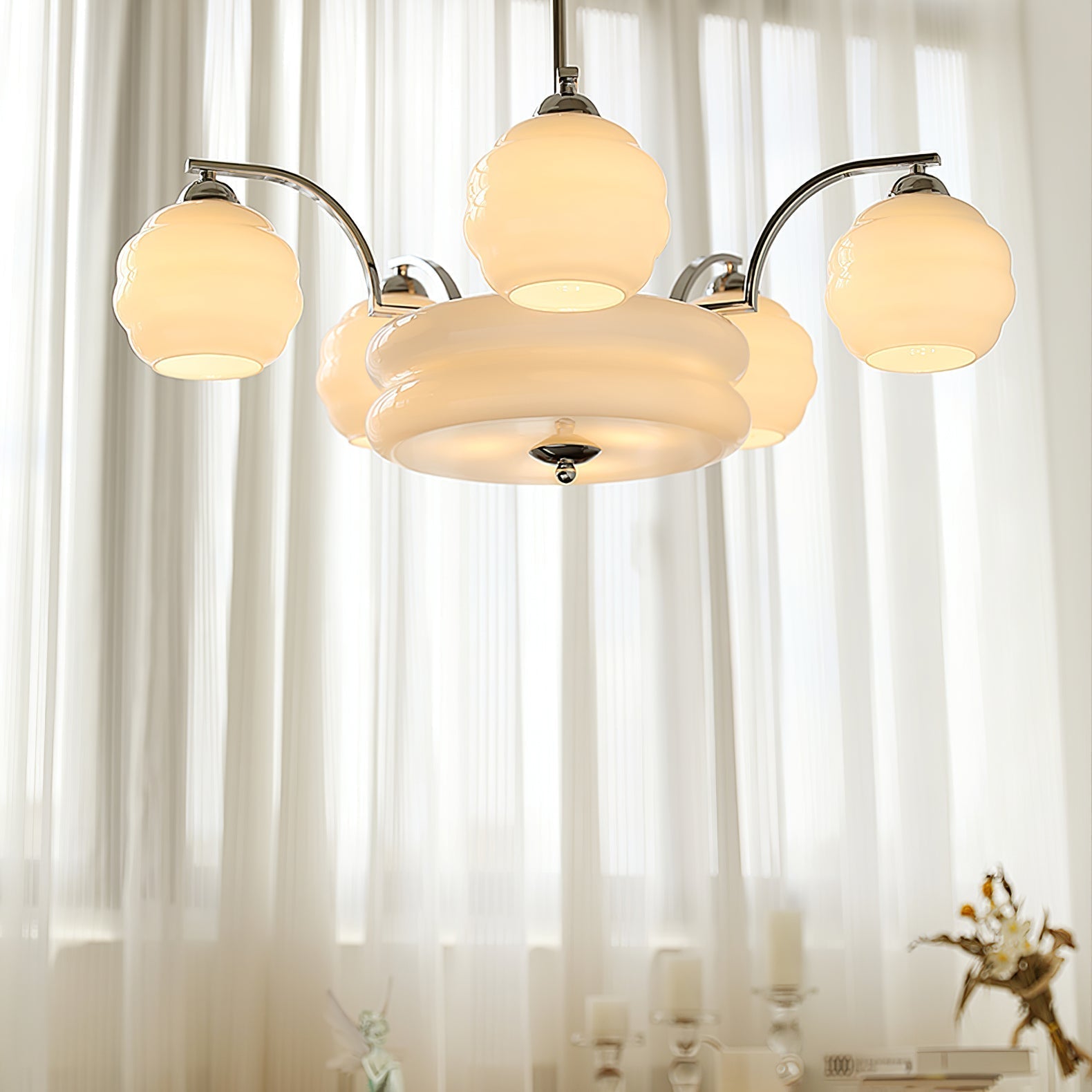 Lustra Kronleuchter Art Deco Vintage Gold Glasschirme-Letslighting