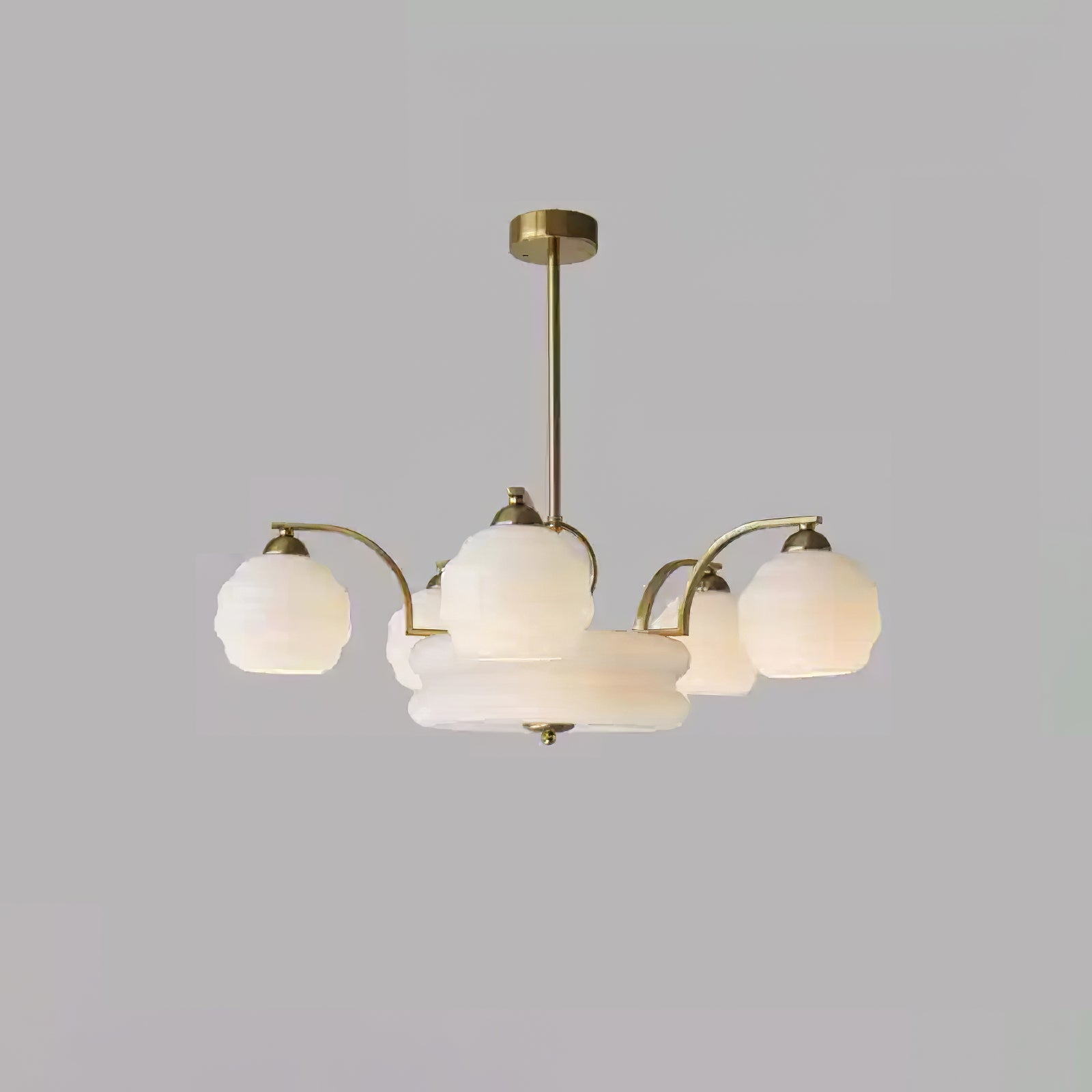 Lustra Kronleuchter Art Deco Vintage Gold Glasschirme-Letslighting