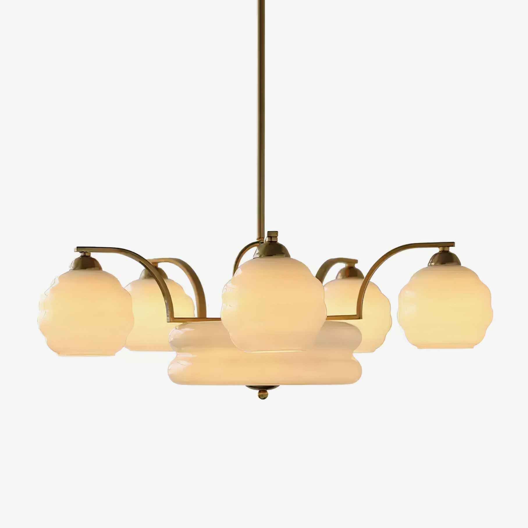 Lustra Kronleuchter Art Deco Vintage Gold Glasschirme-Letslighting