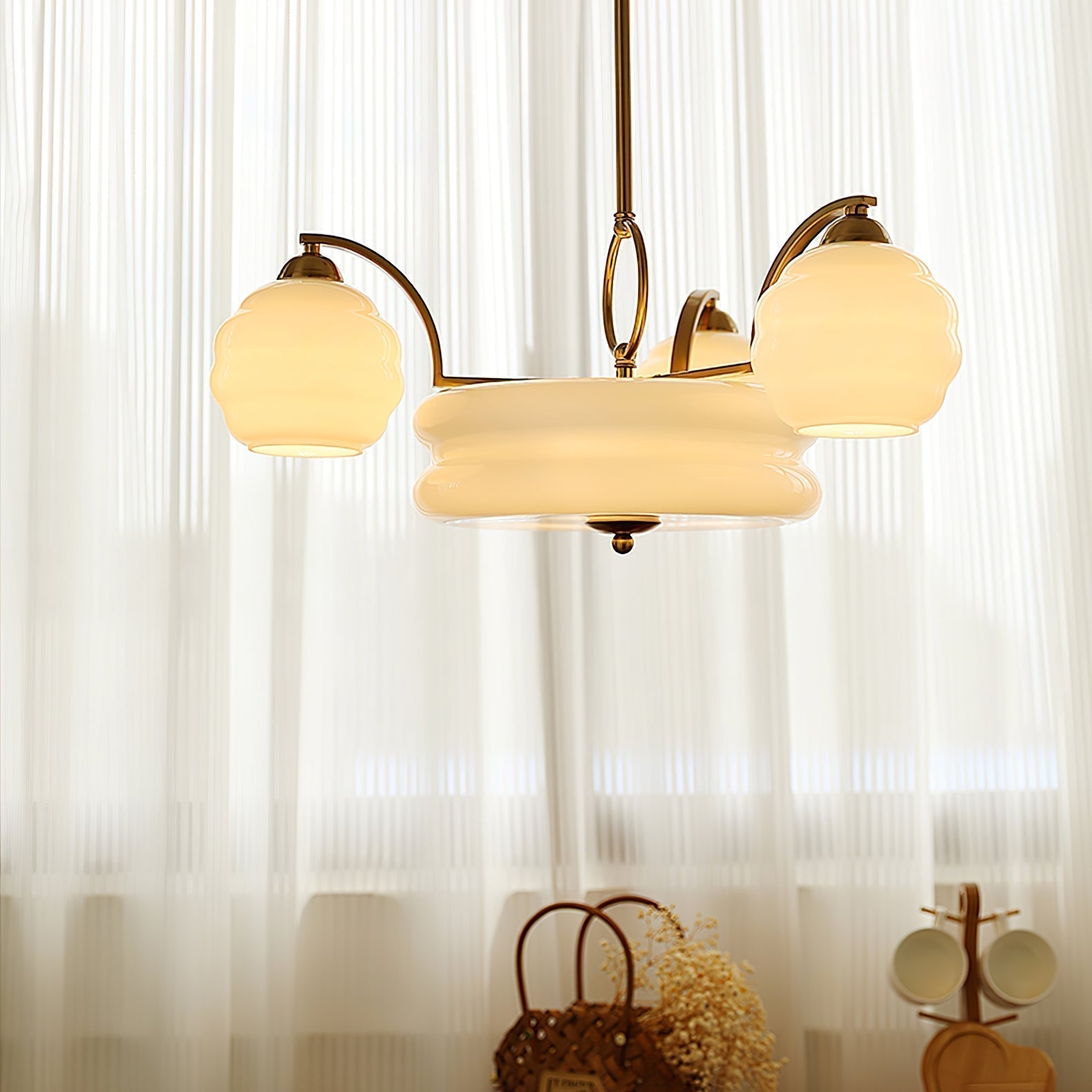 Lustra Kronleuchter Art Deco Vintage Gold Glasschirme-Letslighting