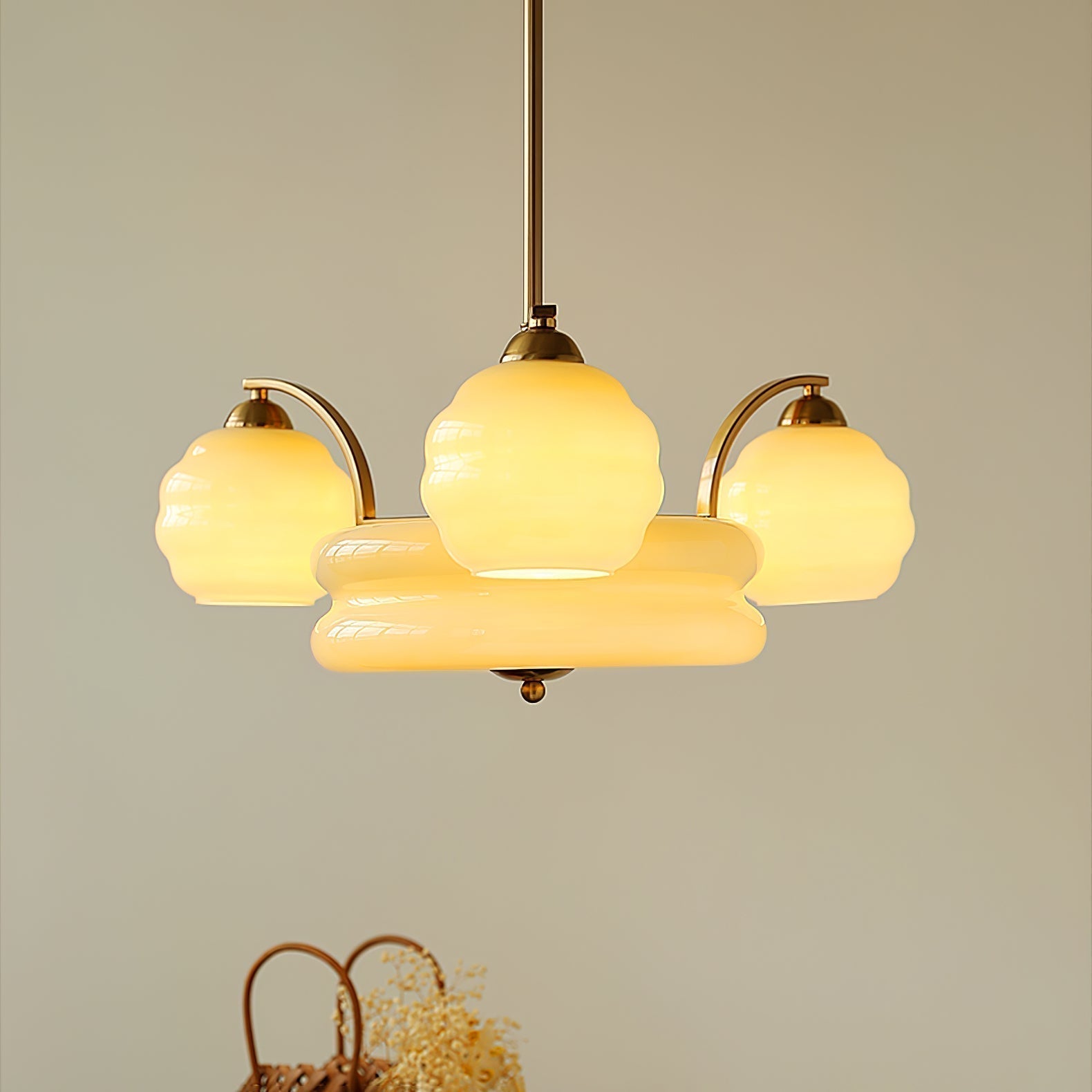 Lustra Kronleuchter Art Deco Vintage Gold Glasschirme-Letslighting