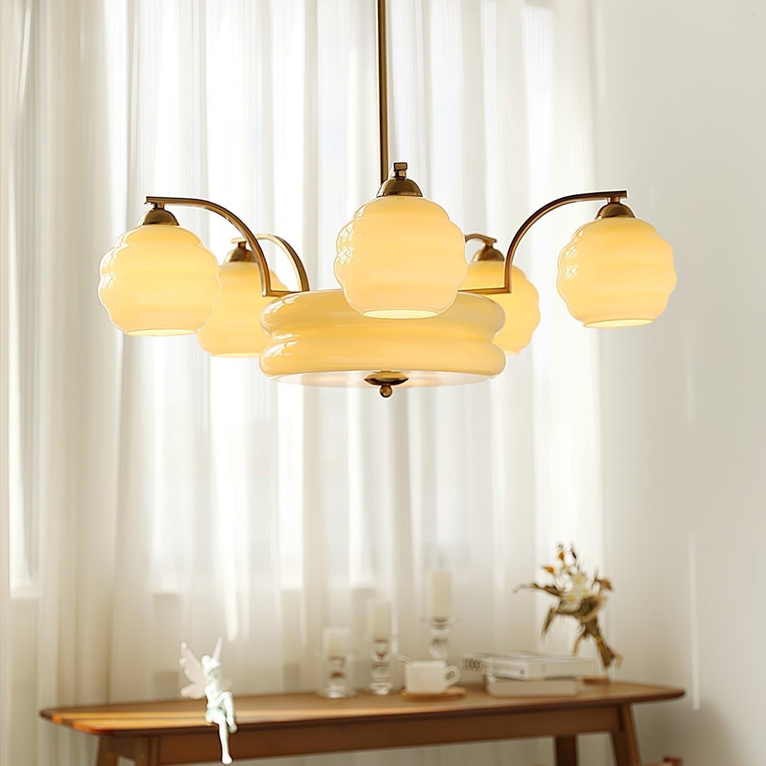Lustra Kronleuchter Art Deco Vintage Gold Glasschirme-Letslighting
