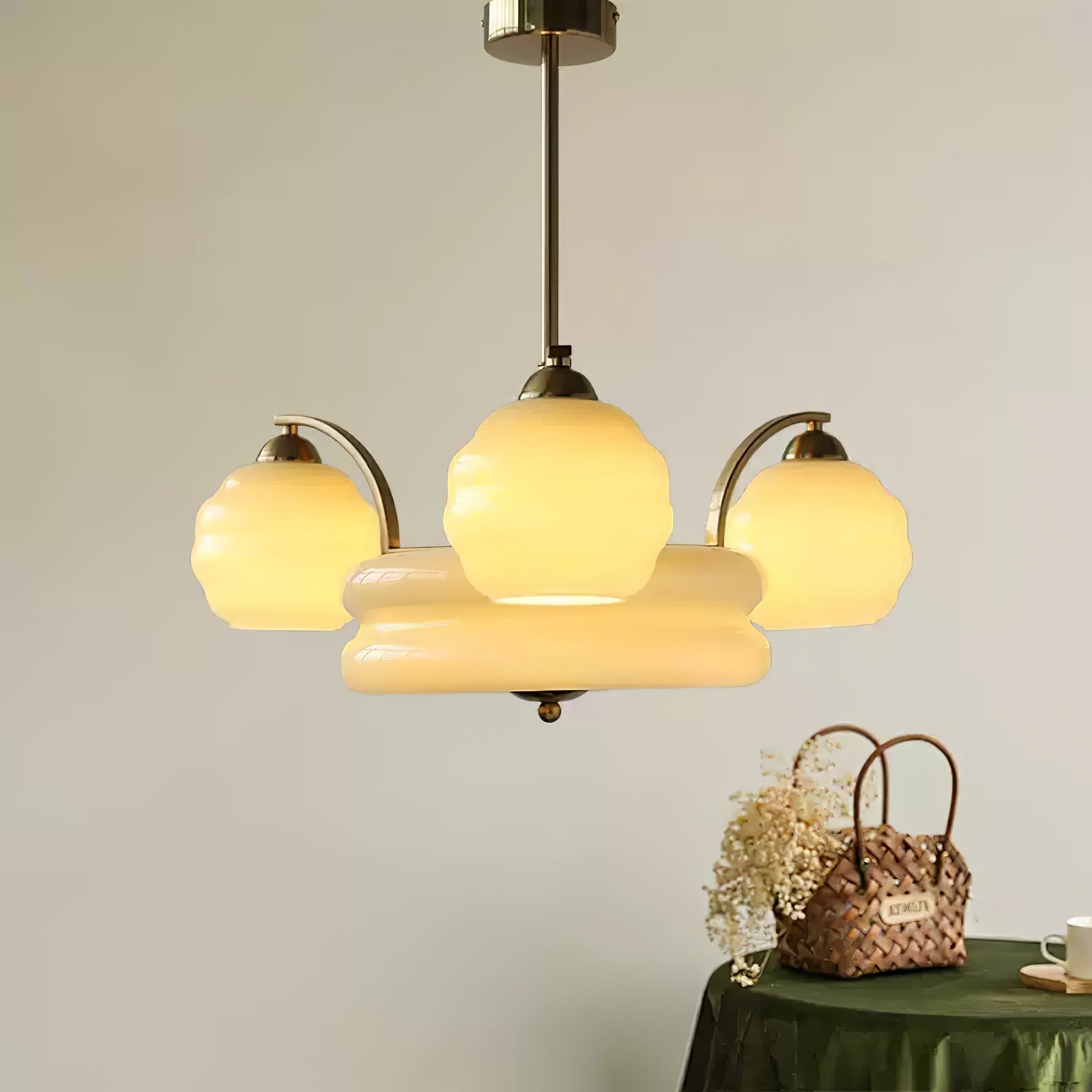Lustra Kronleuchter Art Deco Vintage Gold Glasschirme-Letslighting